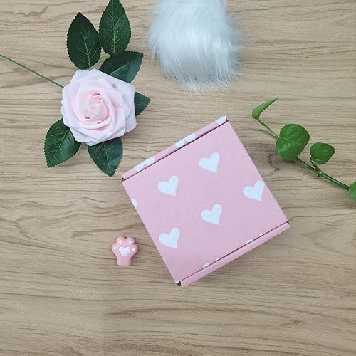 Miniatura 5 de Paquete de 25 cajas de envío con corazones rosas para bebé, cajas de cartón corrugado de kraft reciclables de 4 x 4 x 2 pulgadas, cajas de embalaje