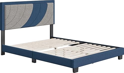 Miniatura 51 de Boyd Sleep Beaumont - Cama de plataforma tapizada con cabecero, base de colchón con 14 soportes de listones de madera, no requiere somier, piel