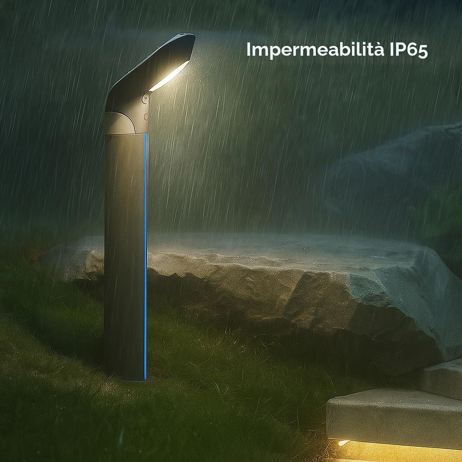 ACMHNC Lampione Solare da Giardino con Sensore di movimento,IP65, Alluminio | 80cm Lampioncini da Esterno, 3000-6000k, Per Giardini Cortile Patio Vialetto