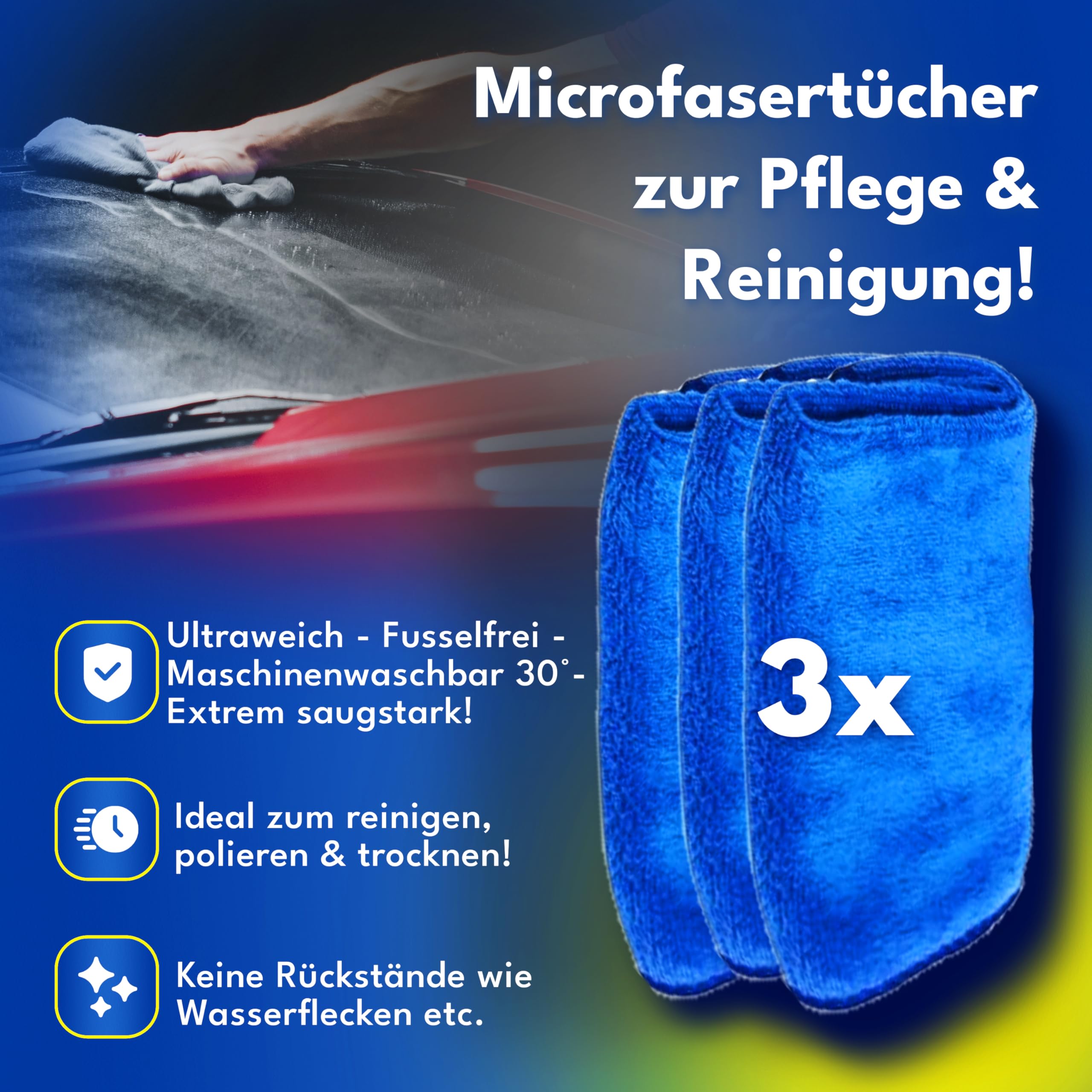 ATG® Premium Autopflegeset - Lederpflege mit Zitrusduft - Scheibenversiegelung - Cleaner Wax Autopolitur mit Carnaubawachs - Reinigungsgel für den Innenraum - Kratzerentferner - 3x Mikrofasertuch