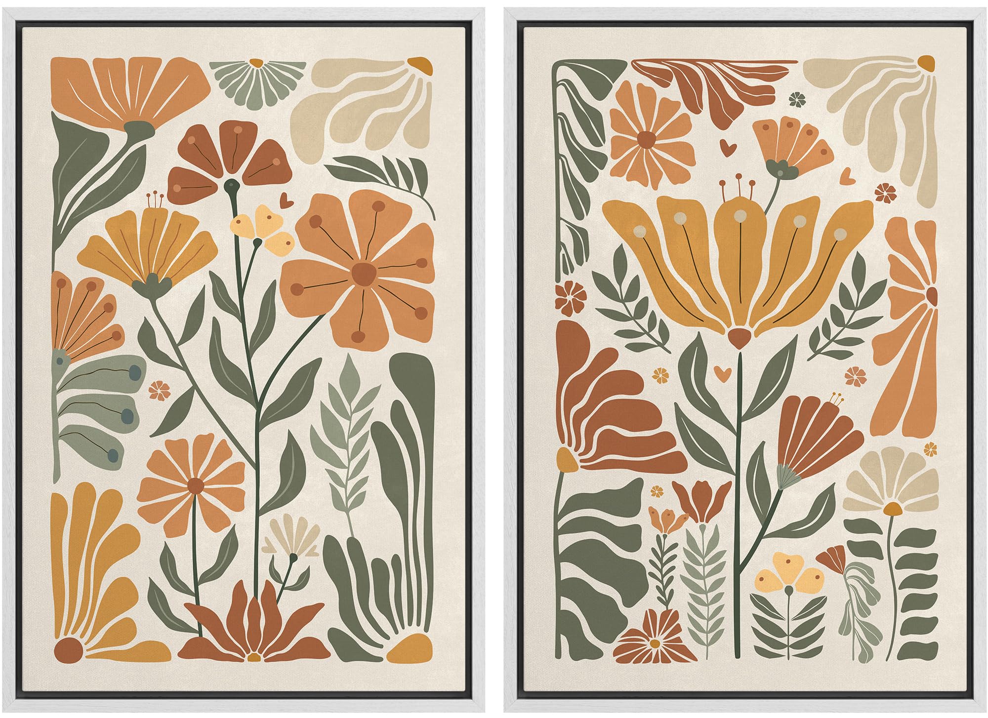 SIGNFORD Framed Canvas Print Wall Art Set Soft Hydrangea Pair Light Blue Florals with Green Leaves Illustration Modern Art Decorative Nordic Nature for Living Room, Bedroom, Office - 24"x36"x2 White — view 87