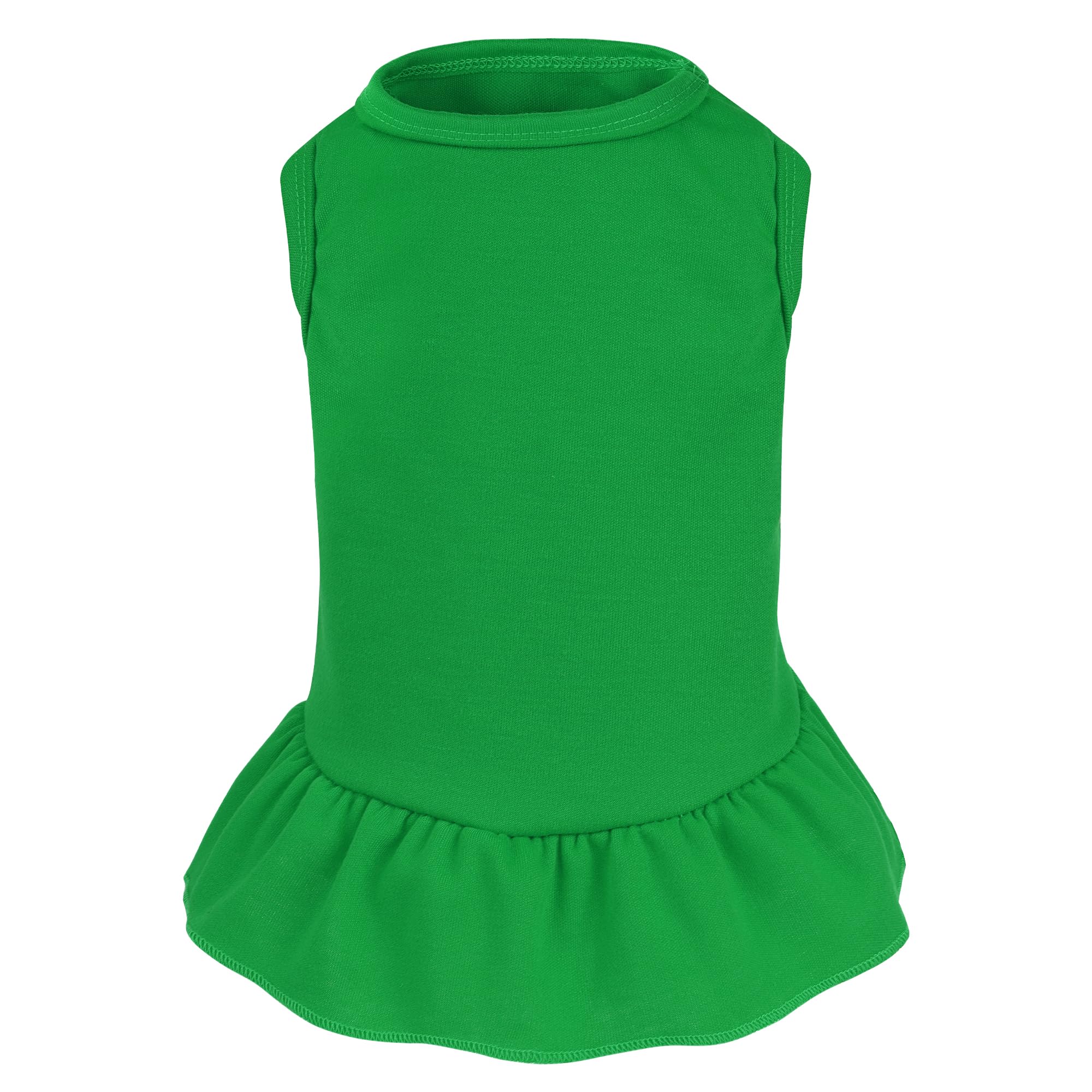 Dog Dresses Cat Skirt Solid Color Dog Clothes Summer Sleeveless Puppy Girl Clothes for Small Pet Dogs Cats (Dark Green, Large)
