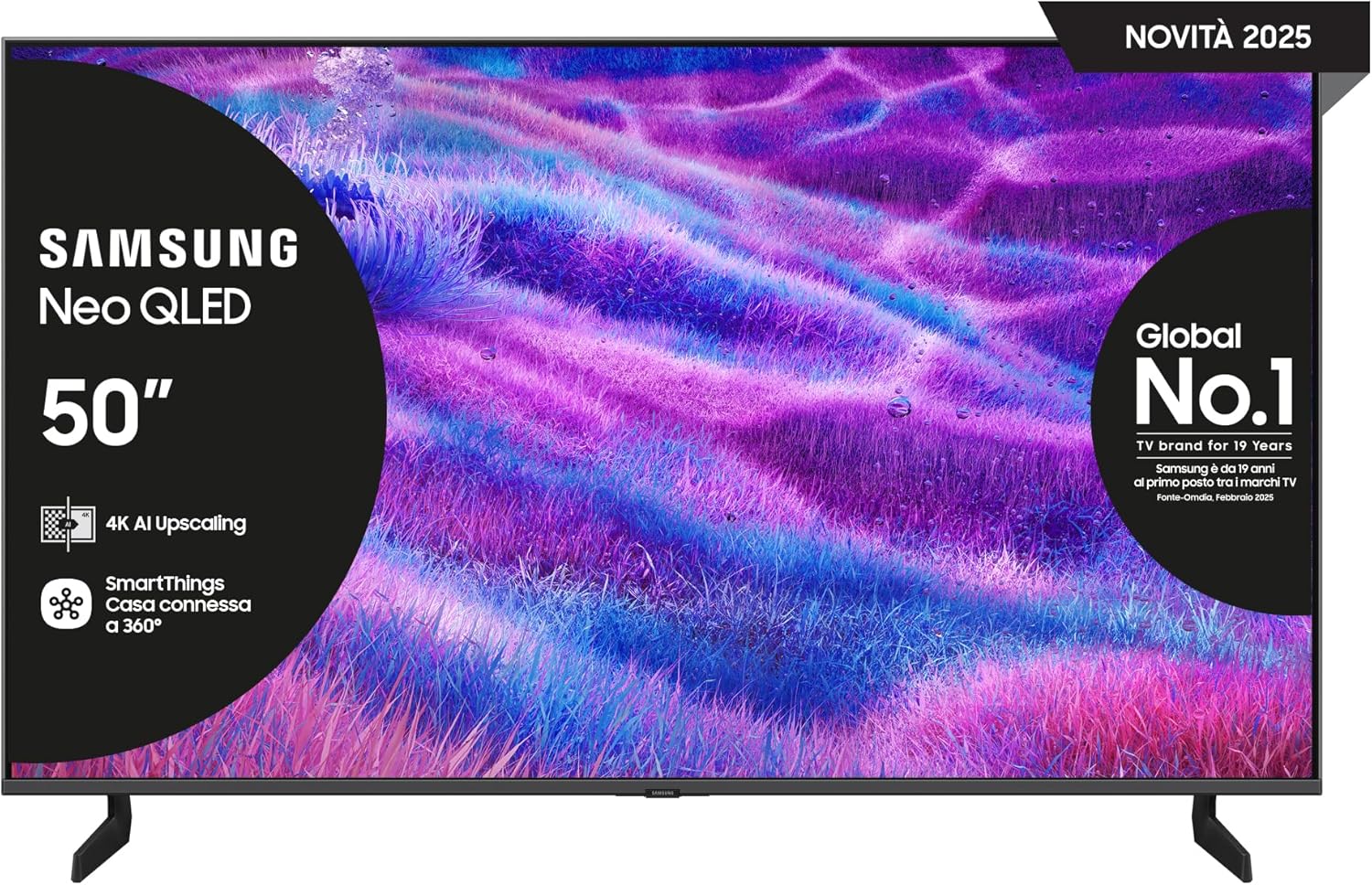 Samsung Smart TV 50'' QE50QN83FAUXZT Neo QLED 4K Mini LED, NQ4 AI Gen2 Processor, 4K AI Upscaling, AI Customization Mode, Dolby Atmos & OTS Lite, Simple Chamfer Design, 2025