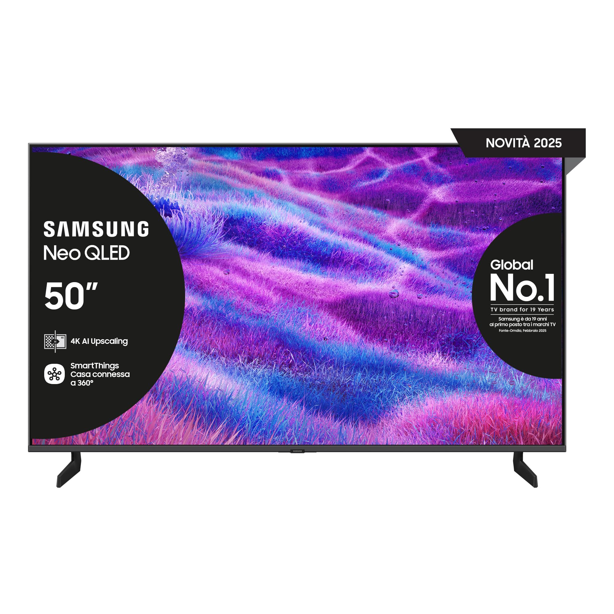Samsung Smart TV 50'' QE50QN83FAUXZT Neo QLED 4K Mini LED, NQ4 AI Gen2 Processor, 4K AI Upscaling, AI Customization Mode, Dolby Atmos & OTS Lite, Simple Chamfer Design, 2025
