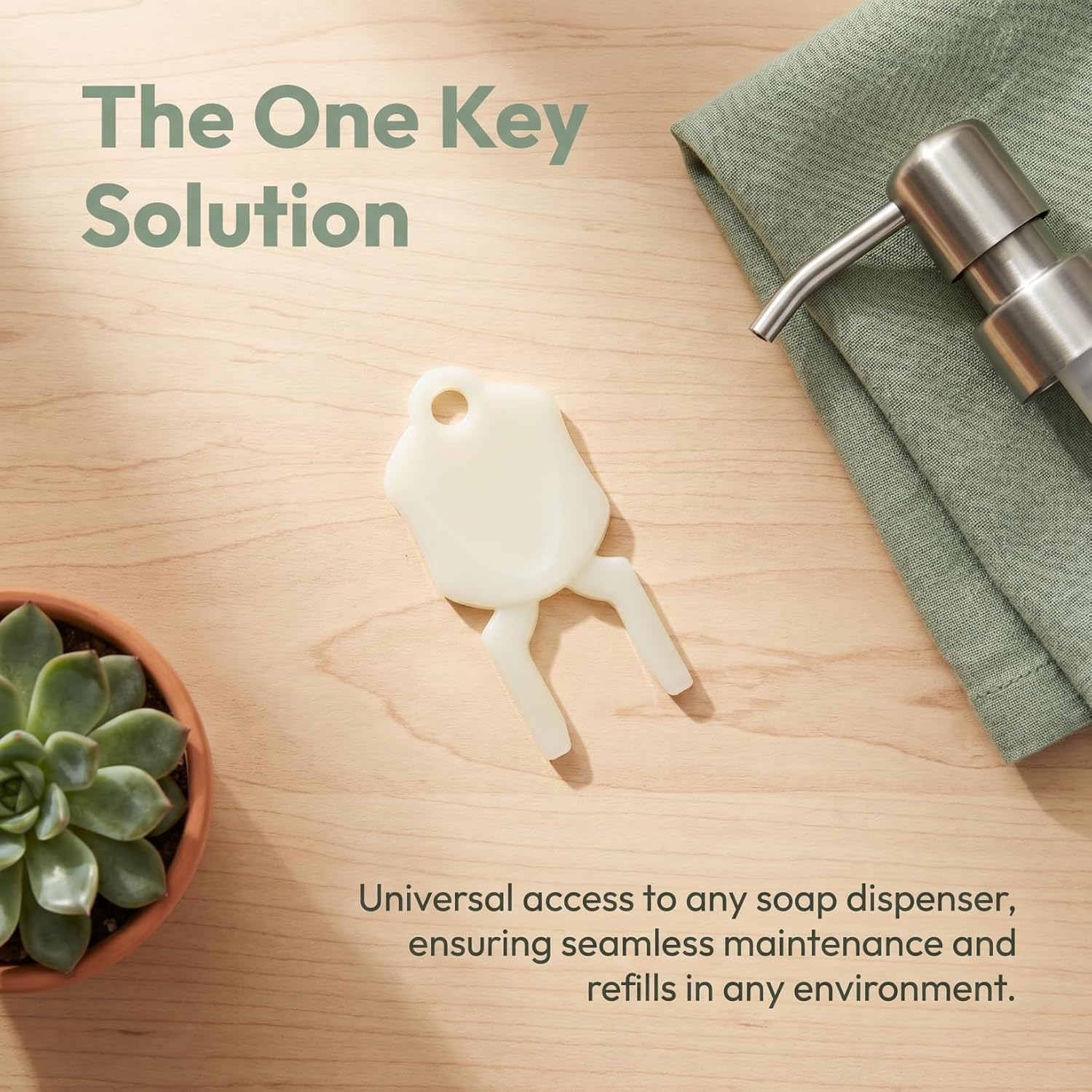 1 PCS Soap Dispenser Key, Universal Liquid Soap Dispensers Key Replacement, Plastic Hand_Sanitizer Opener Spare Part for Commercial Restrooms, Residential Homes, Offices and Hotels, White