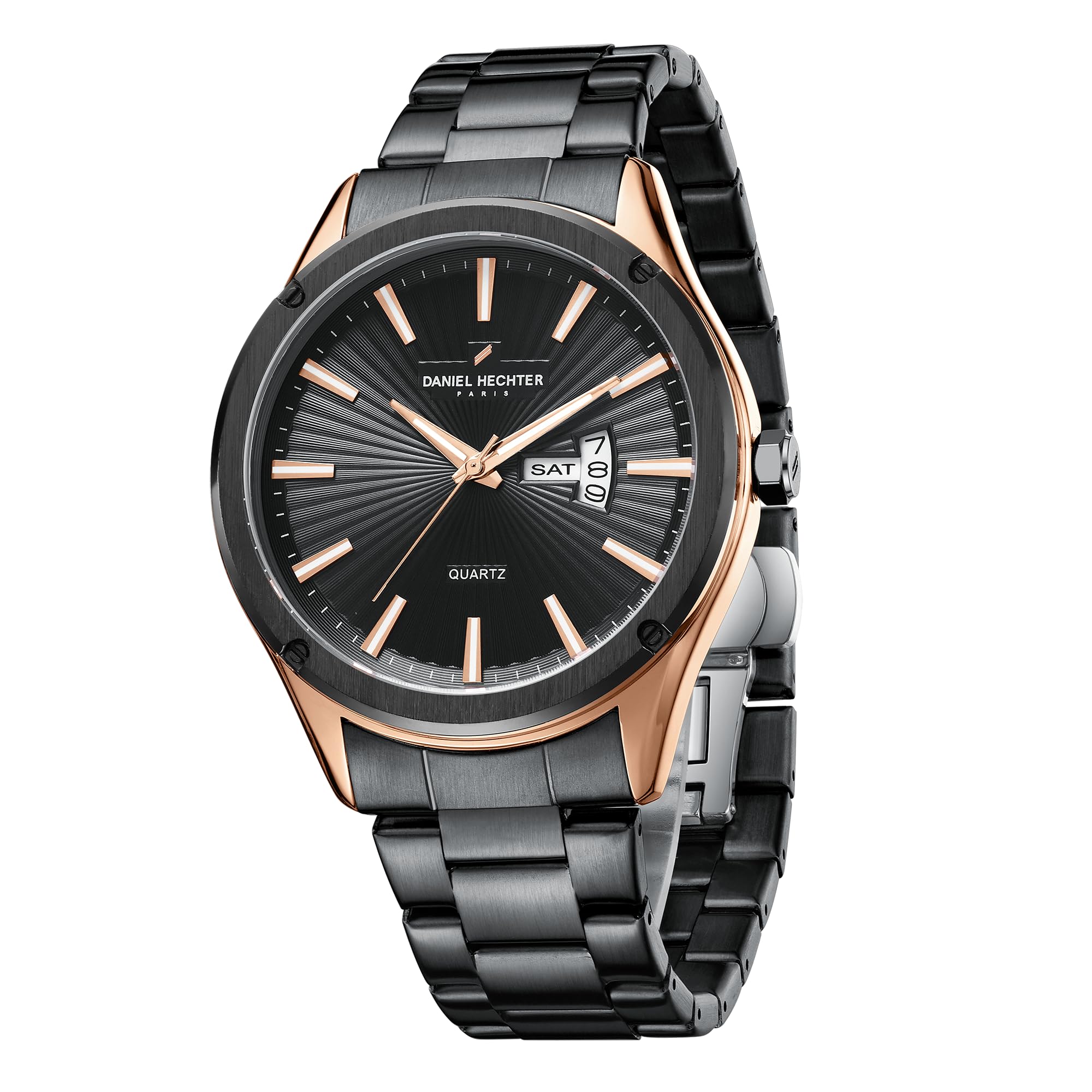 Paris Bastille Collection Analog Watch for Men with Round Dial, Stainless Steel Strap and Date Function-DHM1014-image-13
