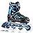 2PM SPORTS Vinal Boys Adjustable Flashing Inline Skates, All Wheels Light Up, Fun Illuminating Skates for Kids and Men- Azure Small (11C-13C US)
