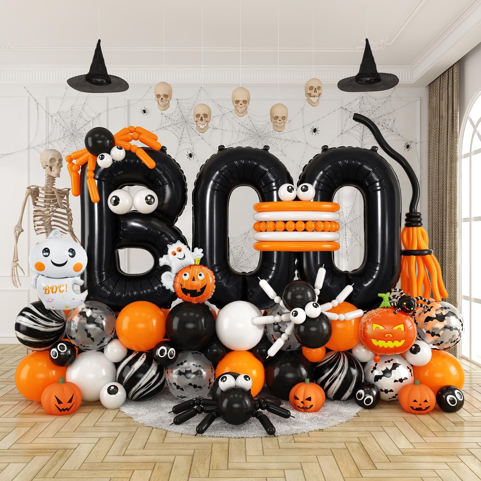 127Pcs Halloween Black 40 Inch Foil Balloons Spooky One Party Decorations
