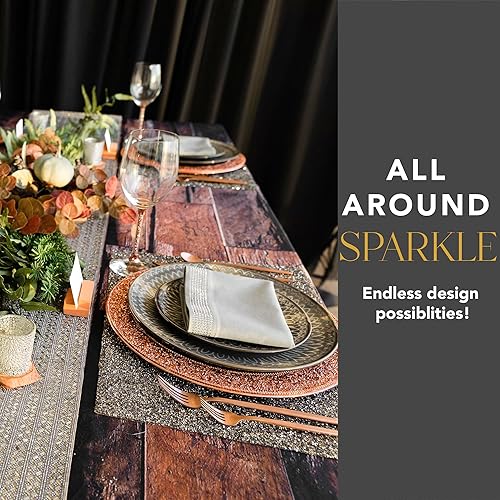 Miniatura 6 de Placa de carga luminosa, diamantes de imitación brillantes, servidor protector de plato de cena, para mesa de comedor formal, evento, boda, cobre,