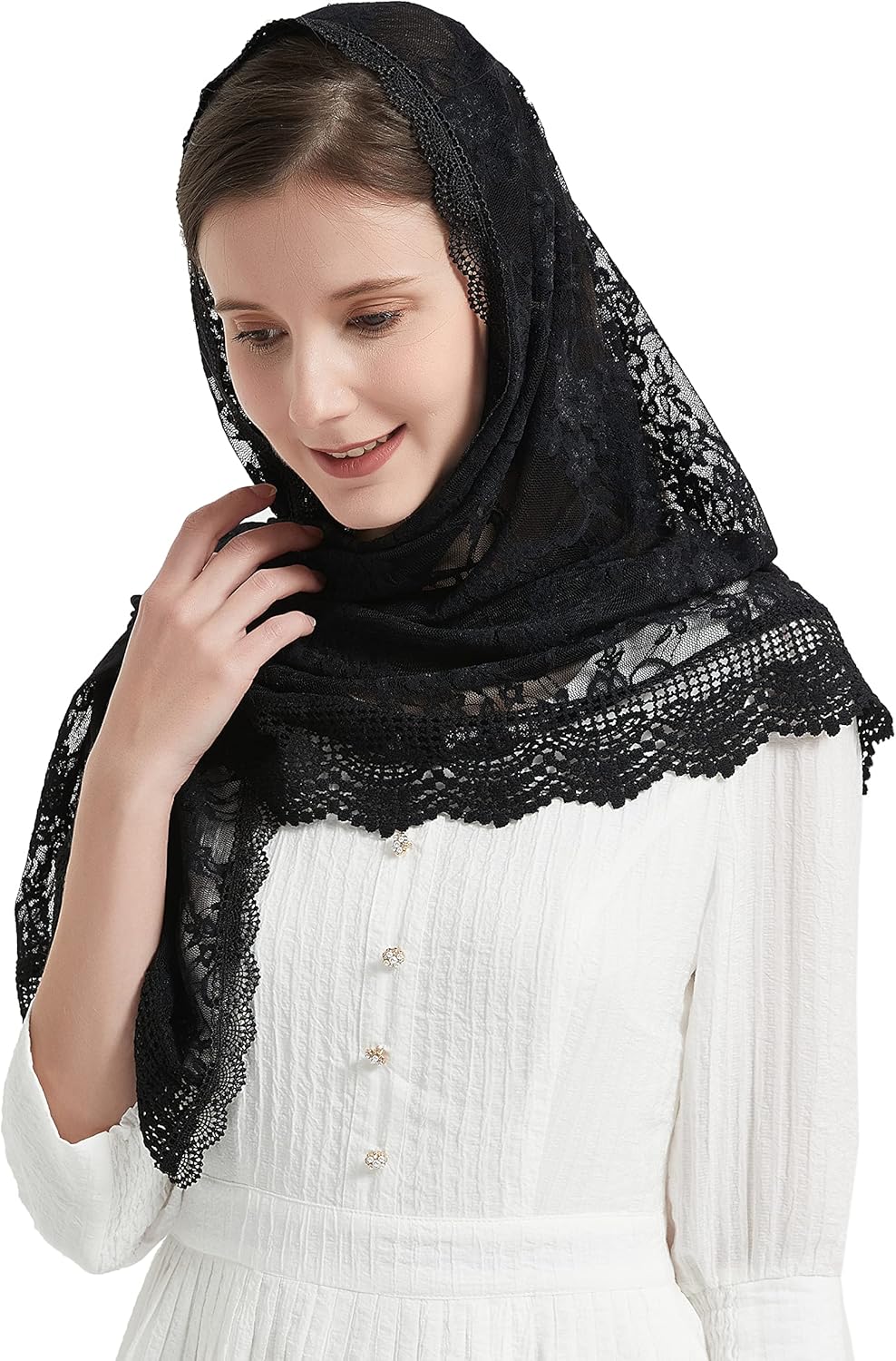 YuRongsxt Chapel Veil Scarf Catholic Church Veils Tassel Wrap Shawl