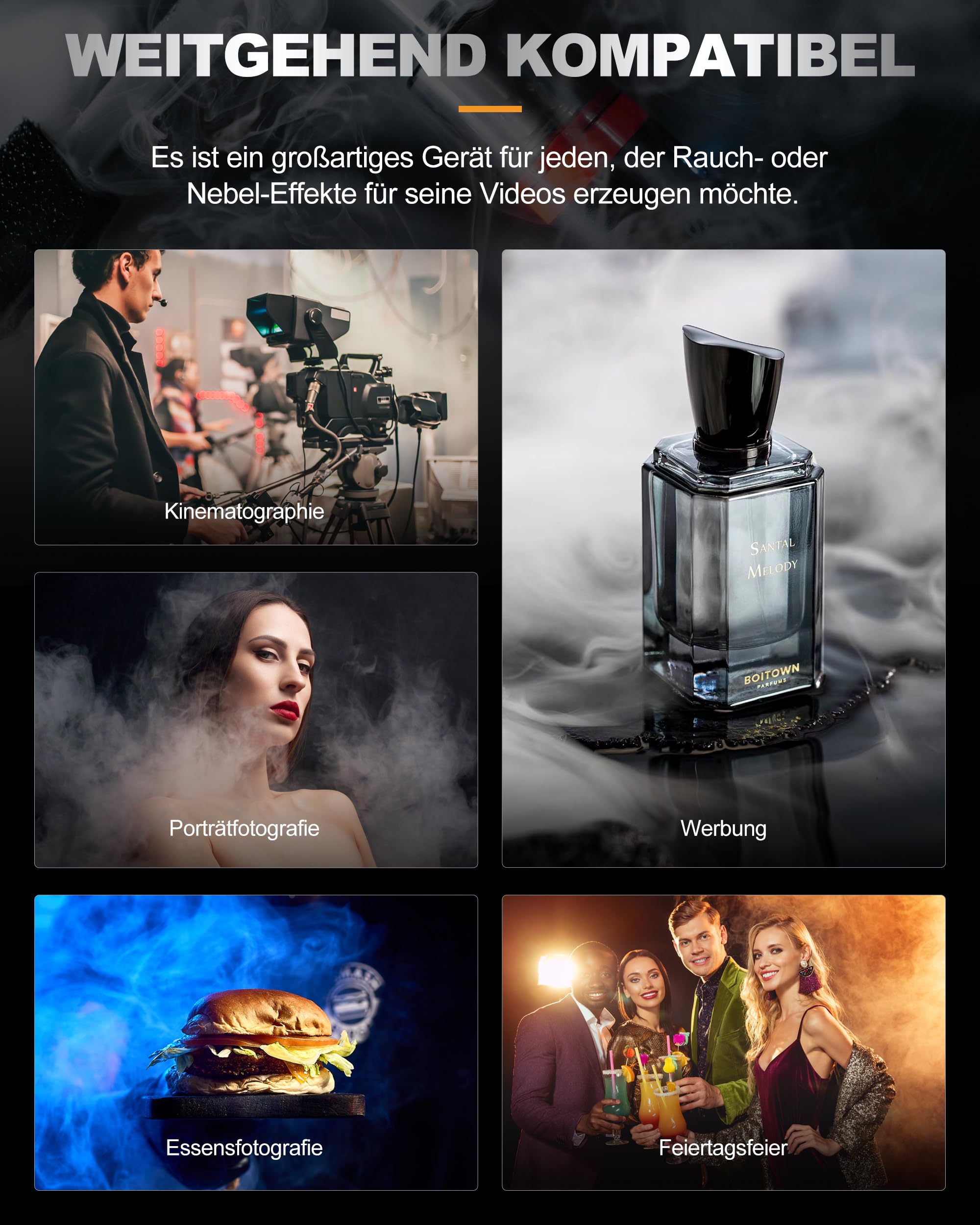 LENSGO Nebelmaschine Mini mit Flüssigkeit, Kabelloser Fernbedienung, Akku, Tragbare Rauchmaschine, klein Fogger für Fotografie, Videografie, Halloween, Hochzeit, Party, Smoke Mini