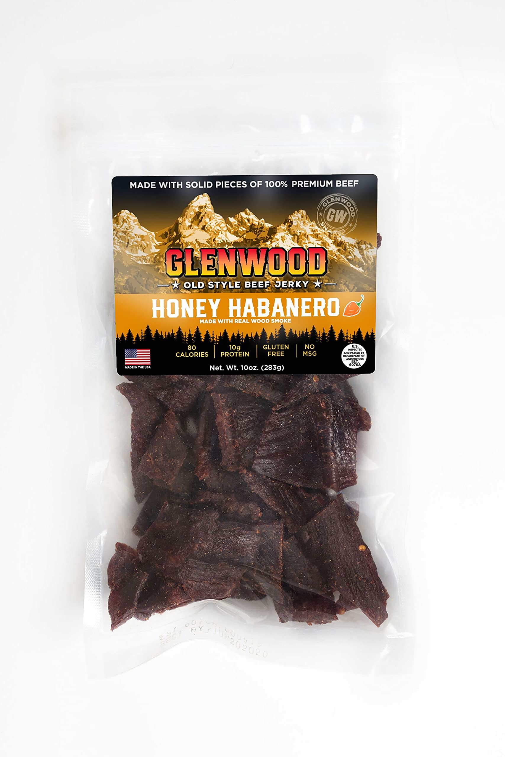 Glenwood Premium Beef Jerky Handcrafted Jerky, Honey Habanero 10 Ounce Bulk Jerky, Naturally Wood Smoked Jerky, Made in the USA, No MSG, Gluten-Free Jerky