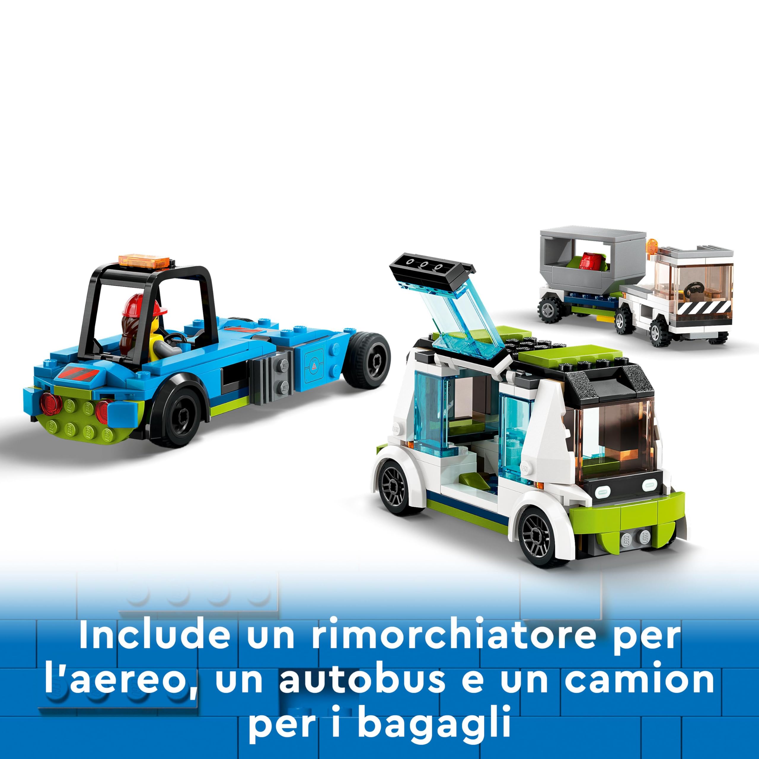 LEGO 60367 City Aereo Passeggeri, Grande Modellino di Aeroplano Giocattolo da Costruire con 9 Minifigure e Veicoli dell'Aeroporto: Autobus, Trattore Aeroportuale, Camion del Catering e Furgone Bagagli