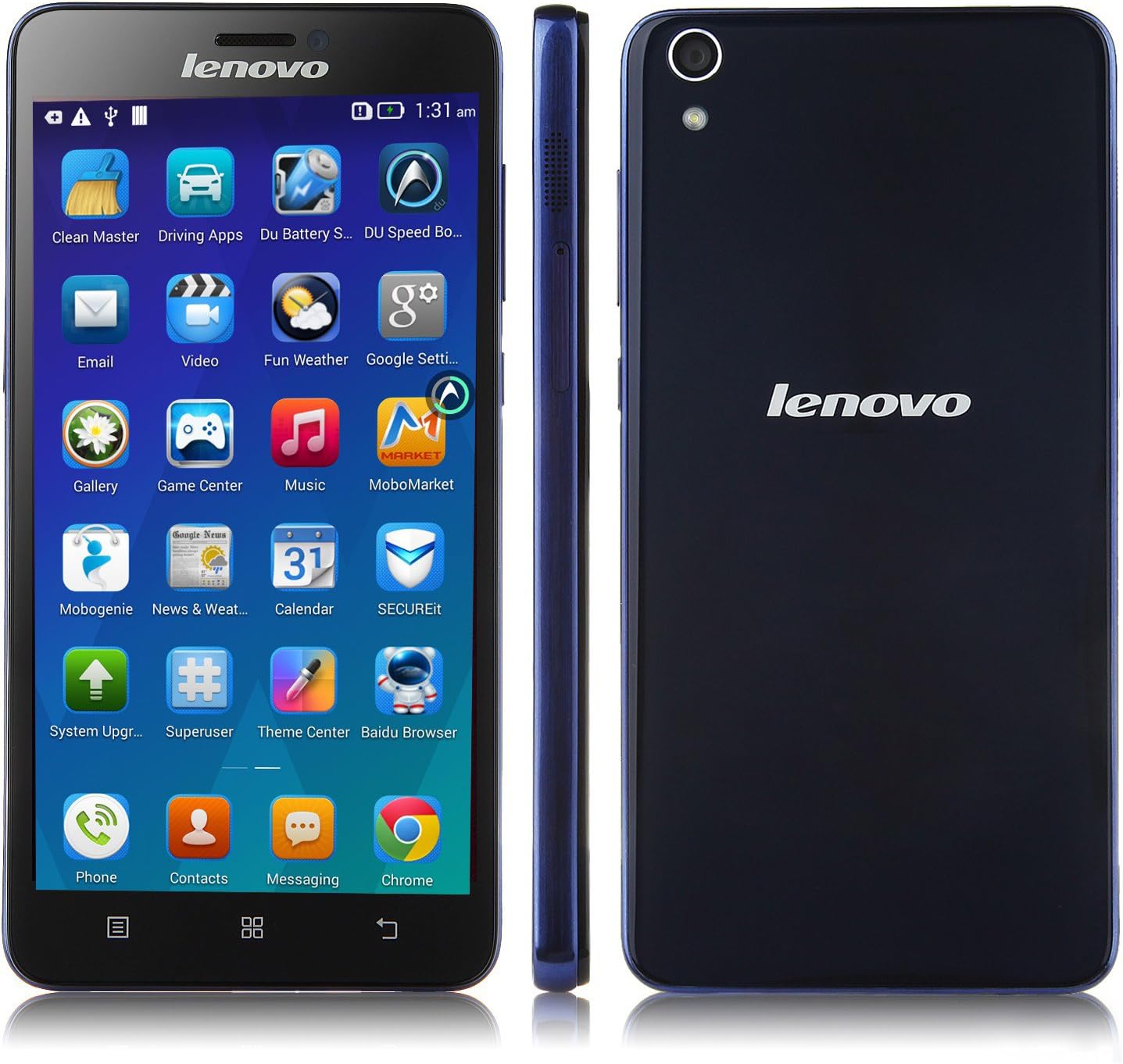 Lenovo S850 Smartphone Android 4.4 Glass Shell 5.0 Inch HD Gorilla Glass 16GB (Blue)