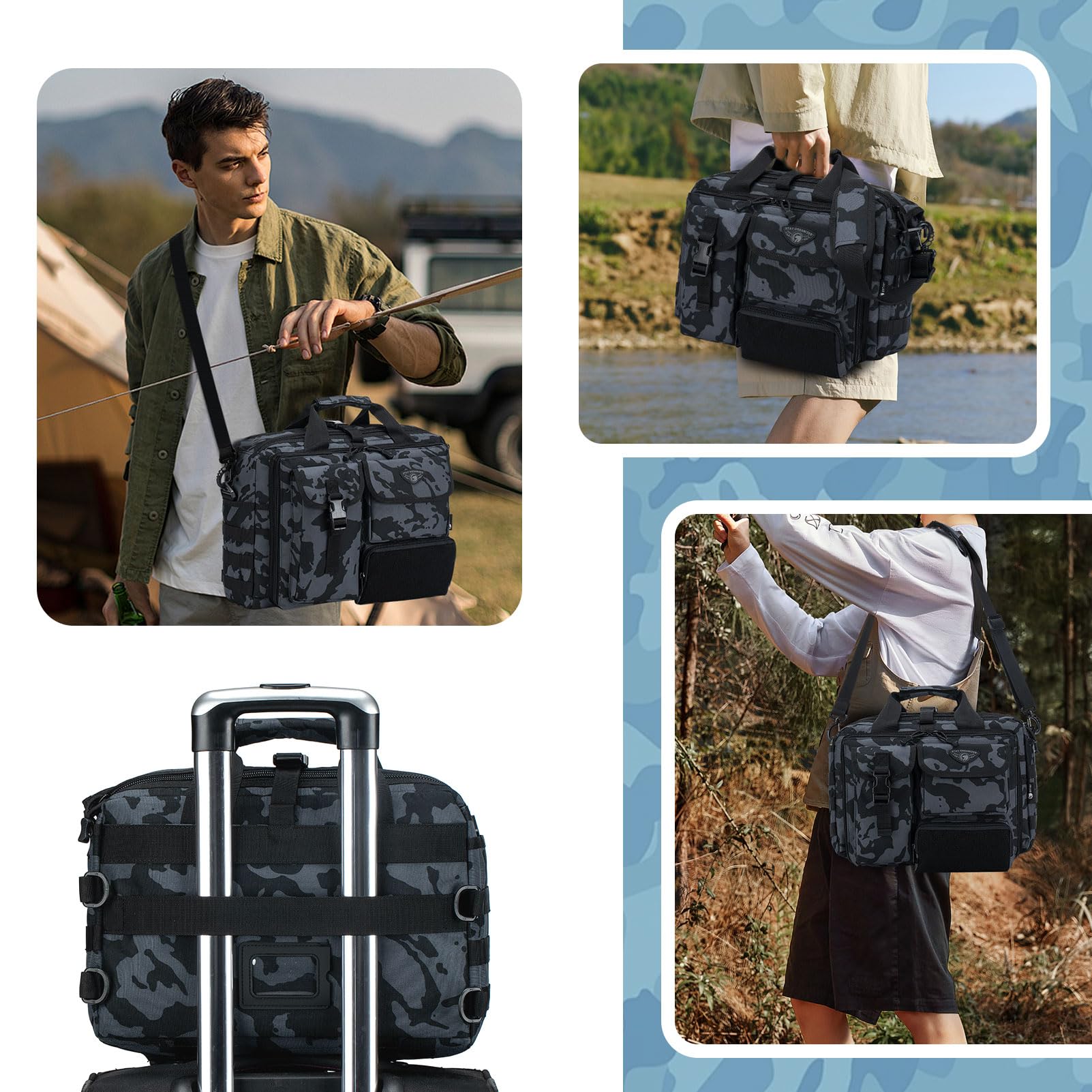 Bagzy Sacoche Tactique Bandoulière Homme - Malette de Travail Militaire Oxford MOLLE pour Ordinateur 17" - Sac Business Survie Randonnée