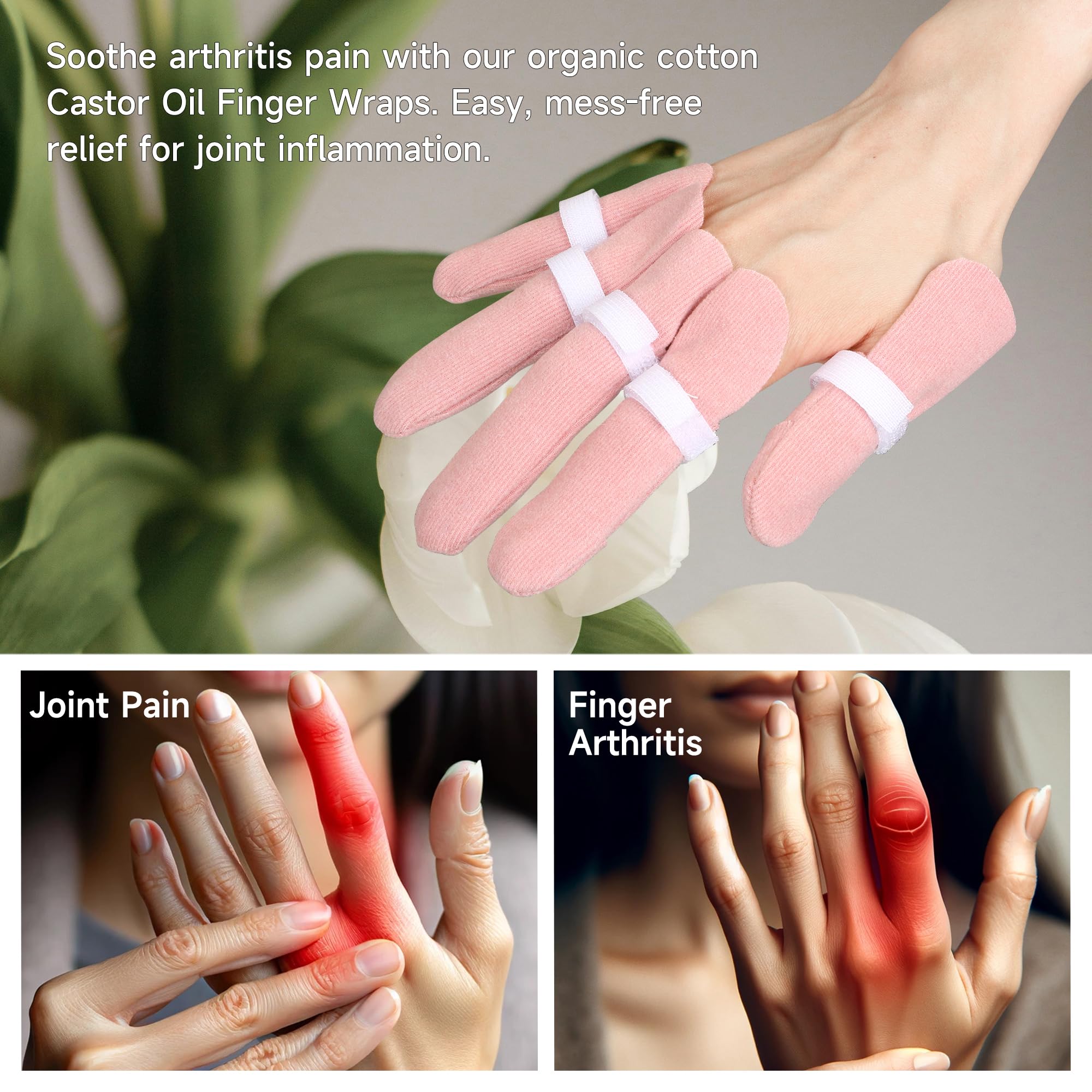 Leekalos Castor Oil Pack for Fingers, Castor Oil Pack Wrap for Finger Arthritis, Easy to Apply, Relief for Joint Pain and Inflammation