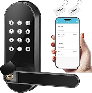 Keyless Entry Keypad Electronic Door Lock: Sifely Digital Smart Lock with Code, Electric Deadbolt Door Knob/Handle for Front, Interior, Exterior & Bedroom Doors (Black, App Control, No Fingerprint)