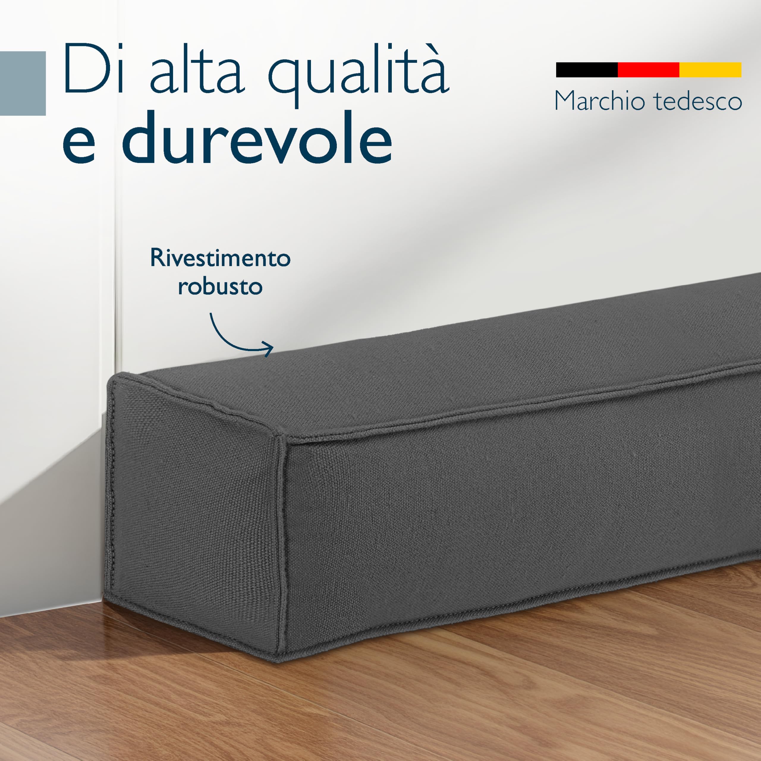 Beautissu Paraspifferi Sottoporta 100 cm – Salsicciotto Paraspifferi Porta Finestre Ingresso Isolante – Stoffa Antracite – Risparmio Energetico – Parafreddo per Porte e Finestre – Marin