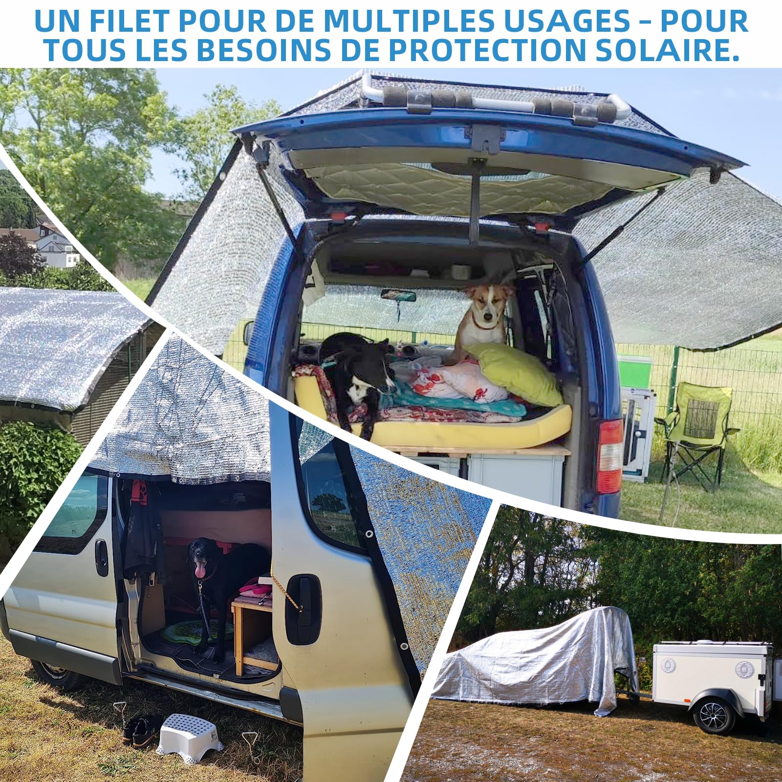Filet de protection solaire pour voiture et animal de compagnie, filet de protection contre la chaleur en film d'aluminium, filet de protection solaire pour VW T4/T5/T6, Vito, Ford Transit Custom