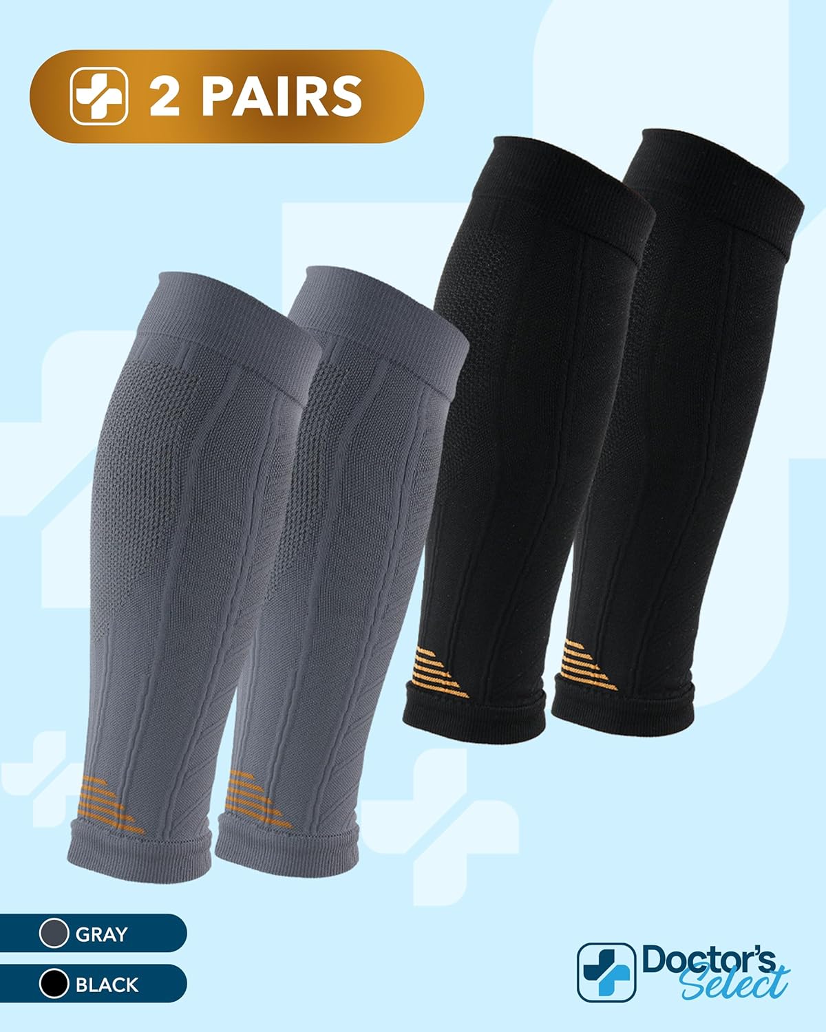 Doctor's Select 2 Pairs Copper Calf Compression Sleeve - Leg Compression Sleeves for Women & Men, Shin Splint Relief - Image 5