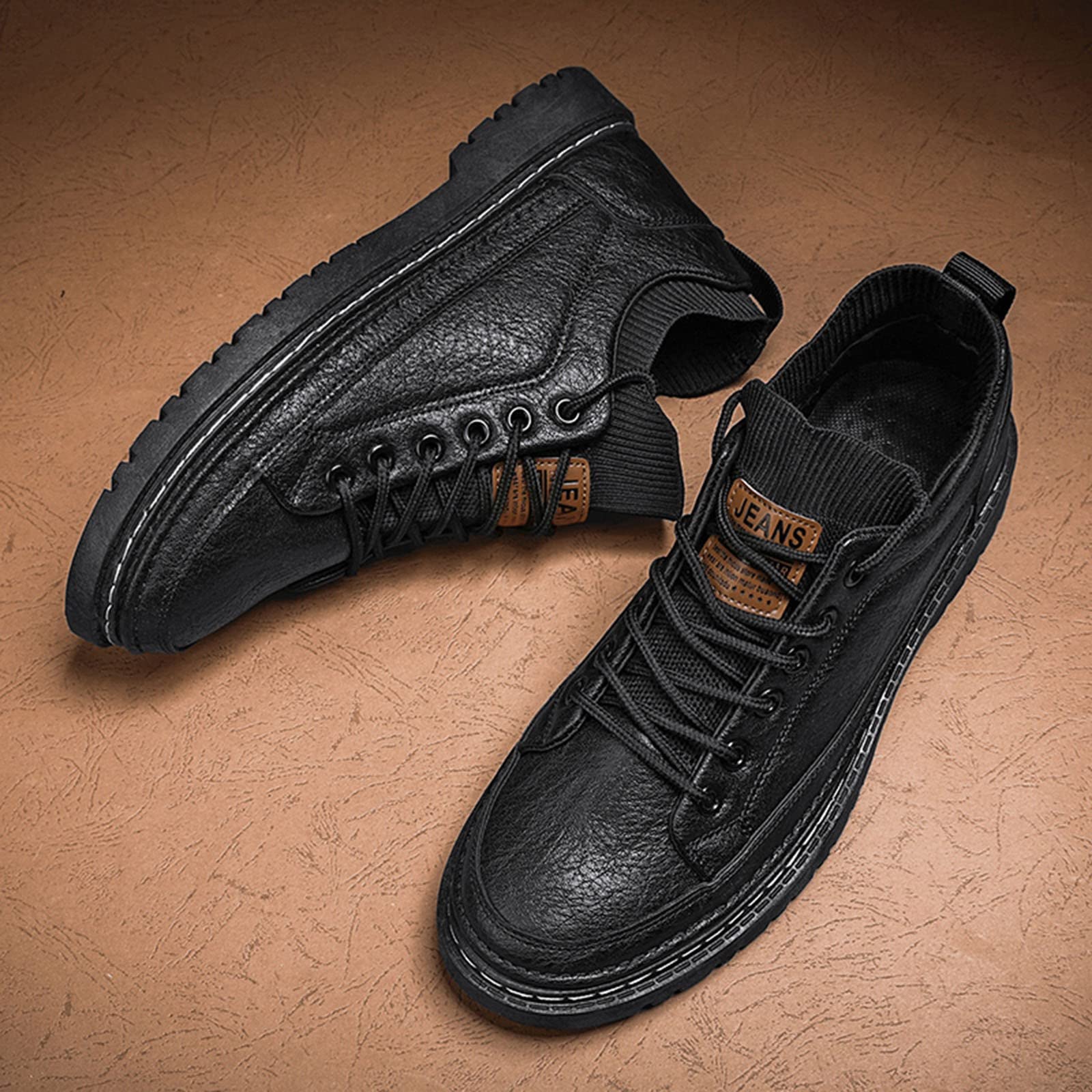Scarpe da passeggio da uomo, antiscivolo, in pelle PU, impermeabili, per attività all'aria aperta, leggere, per il tempo libero, traspiranti, in pelle