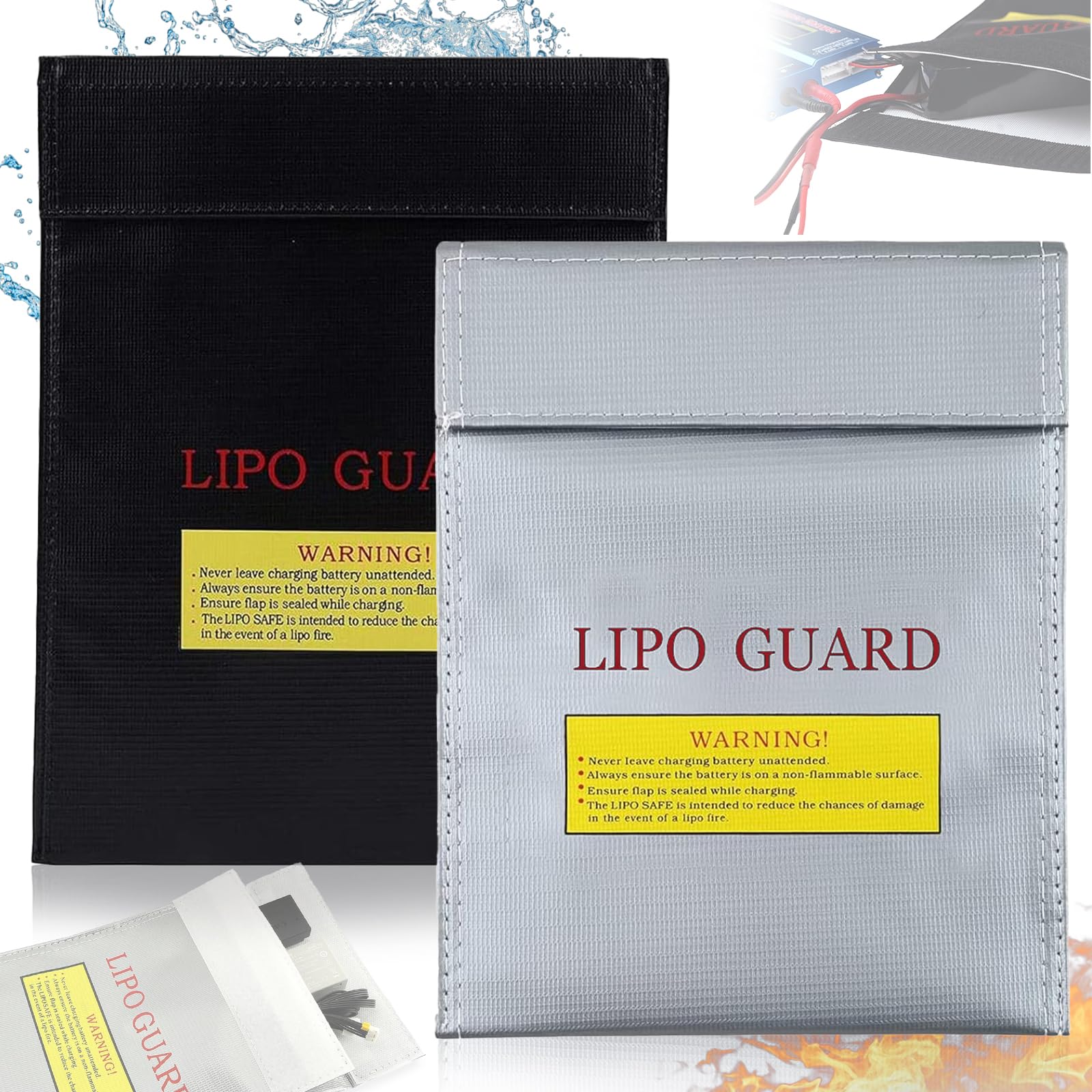Noviatrix Lipo Safe Bag 2er Set - Feuerfeste Akkutasche Für Sicheres Laden & Transport