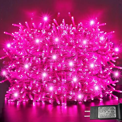 Miniatura 1 de Luces rosas para decoración de San Valentín 400 luces LED rosas de 132 pies para el día de San Valentín conectables 8 modos alambre transparente