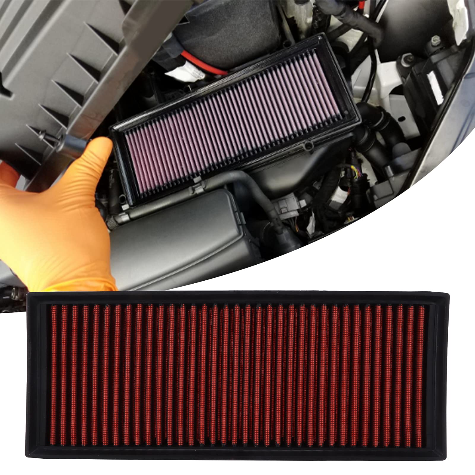 2865,33 2865 K N Filtro de Aire de Repuesto, 2012 Bug 33 2865 Filtro Limpiador de Filtro de Aire de Motor Highflow Lavable Reutilizable 332865 Reemplazo para A3 Q3 Tt