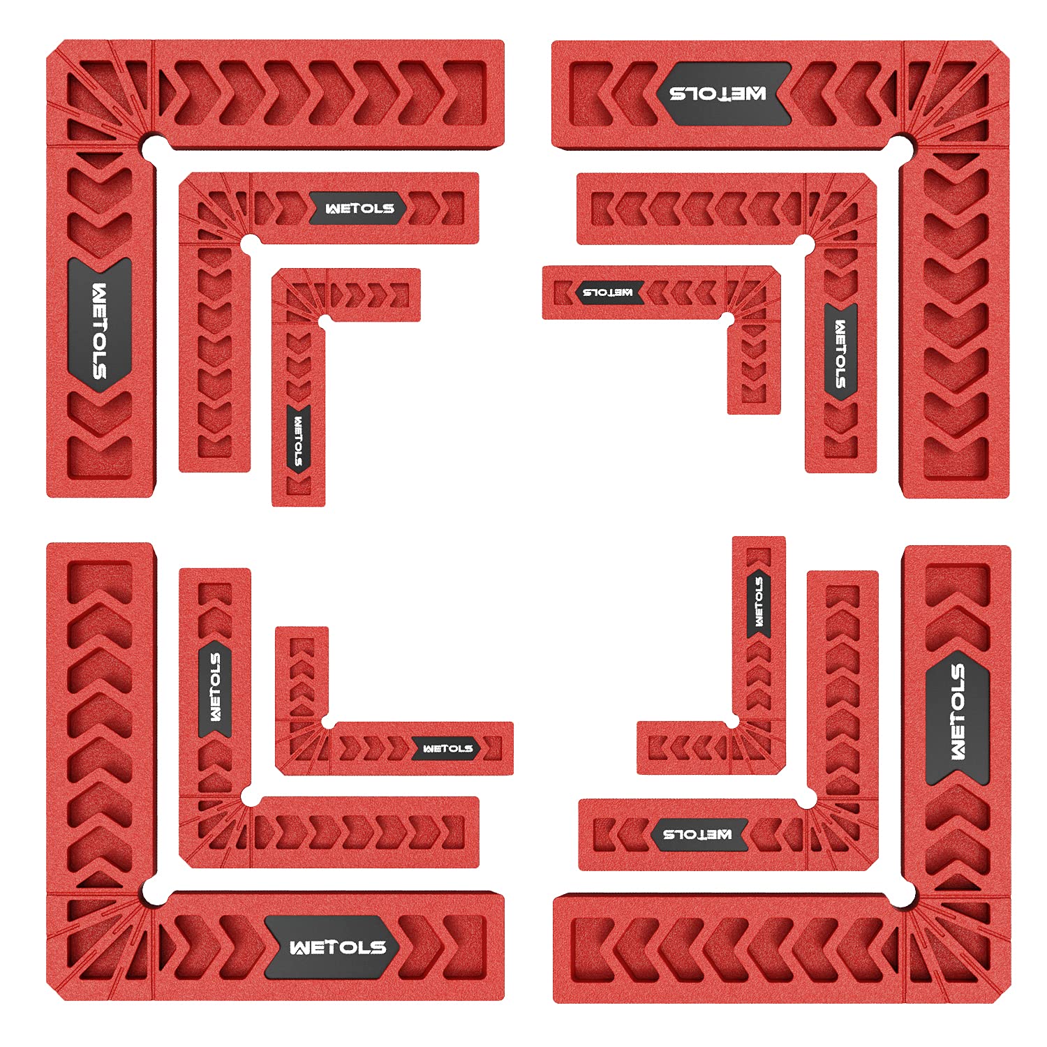 WETOLS 12PCS Positioning Squares, 90 Degree Right Angle Clamp Woodworking Tools for Handyman, Wood Clamp Square Clamp for Carpenter DIY Pictures Frames, Cabinets, Boxes, etc - WE867