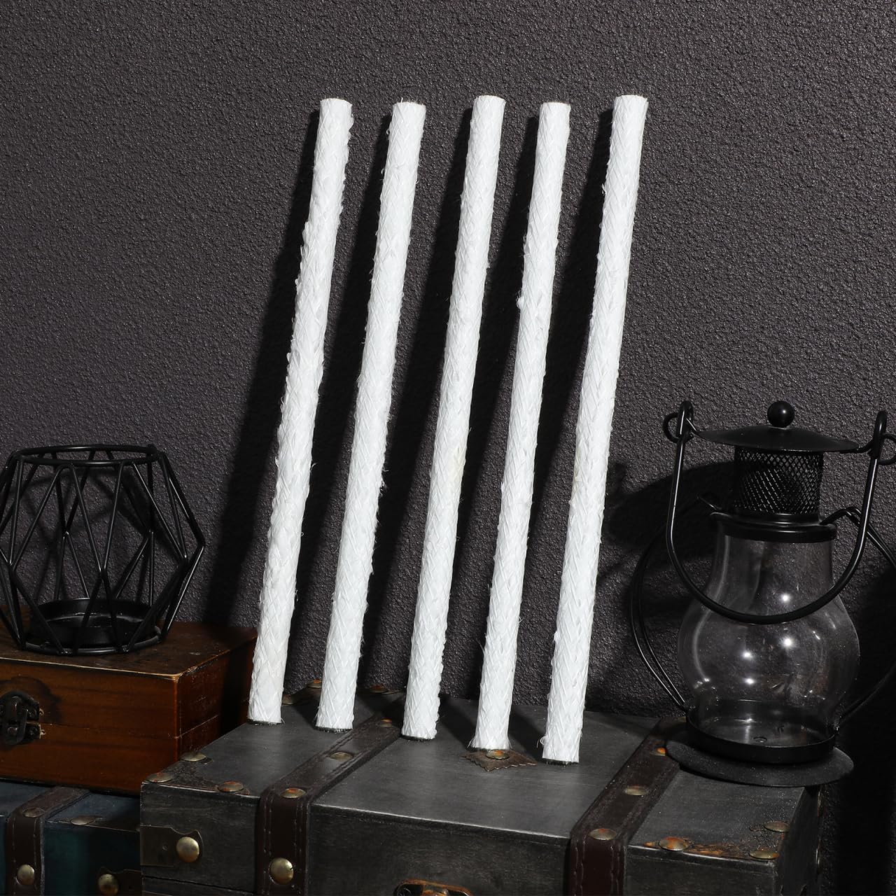 Garneck Stoppino in fibra di vetro da 10 mm, per candelabri, lampade a olio e lanterne, 10 stoppini in fibra di vetro a lunga durata, ideali per illuminazione suggestiva