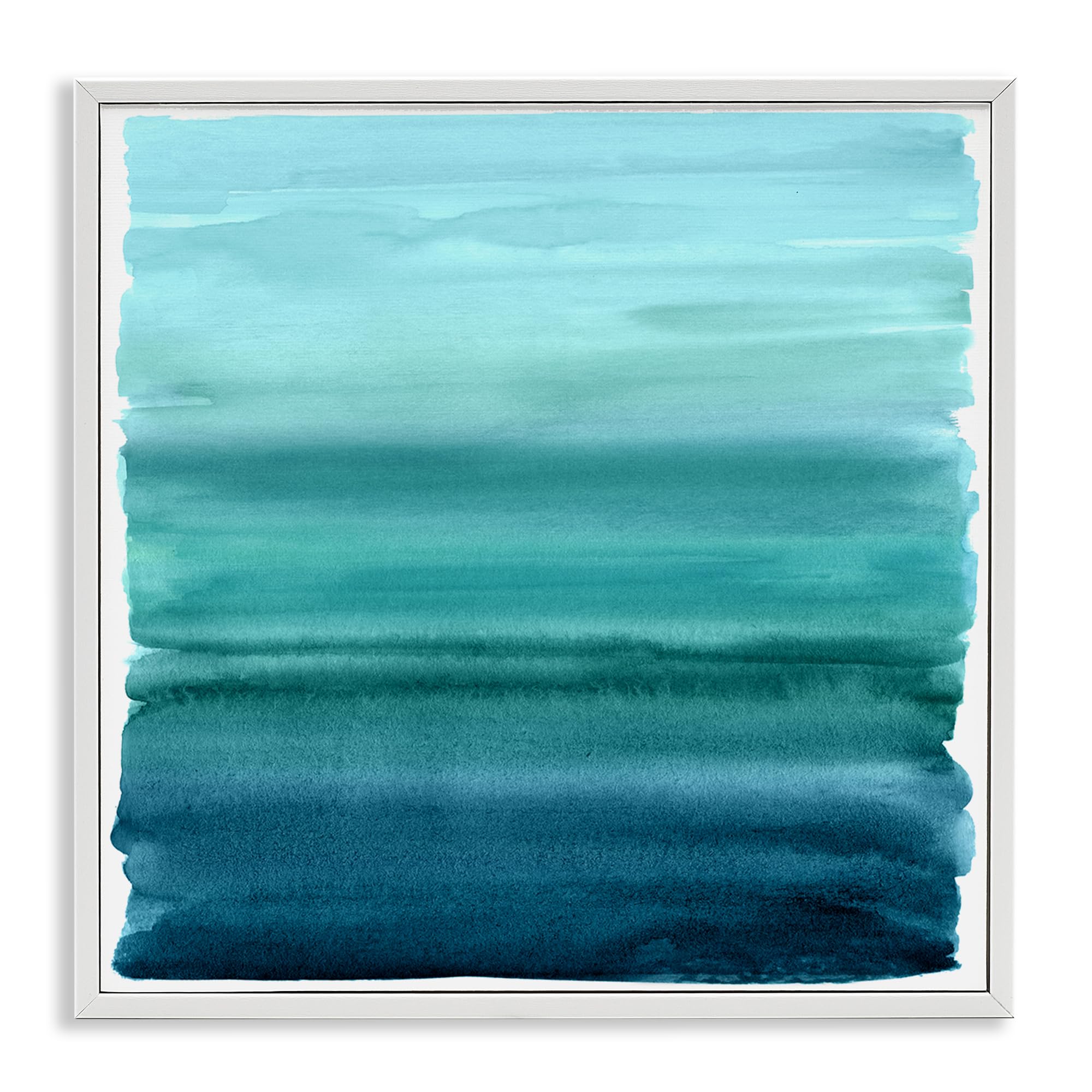 Stupell Industries 'Aqua Ombre Gradient', Framed Giclee Art, White, 17 x 17 Inches, Easy to Hang and Sturdy, Made in USA, by Allie Corbin