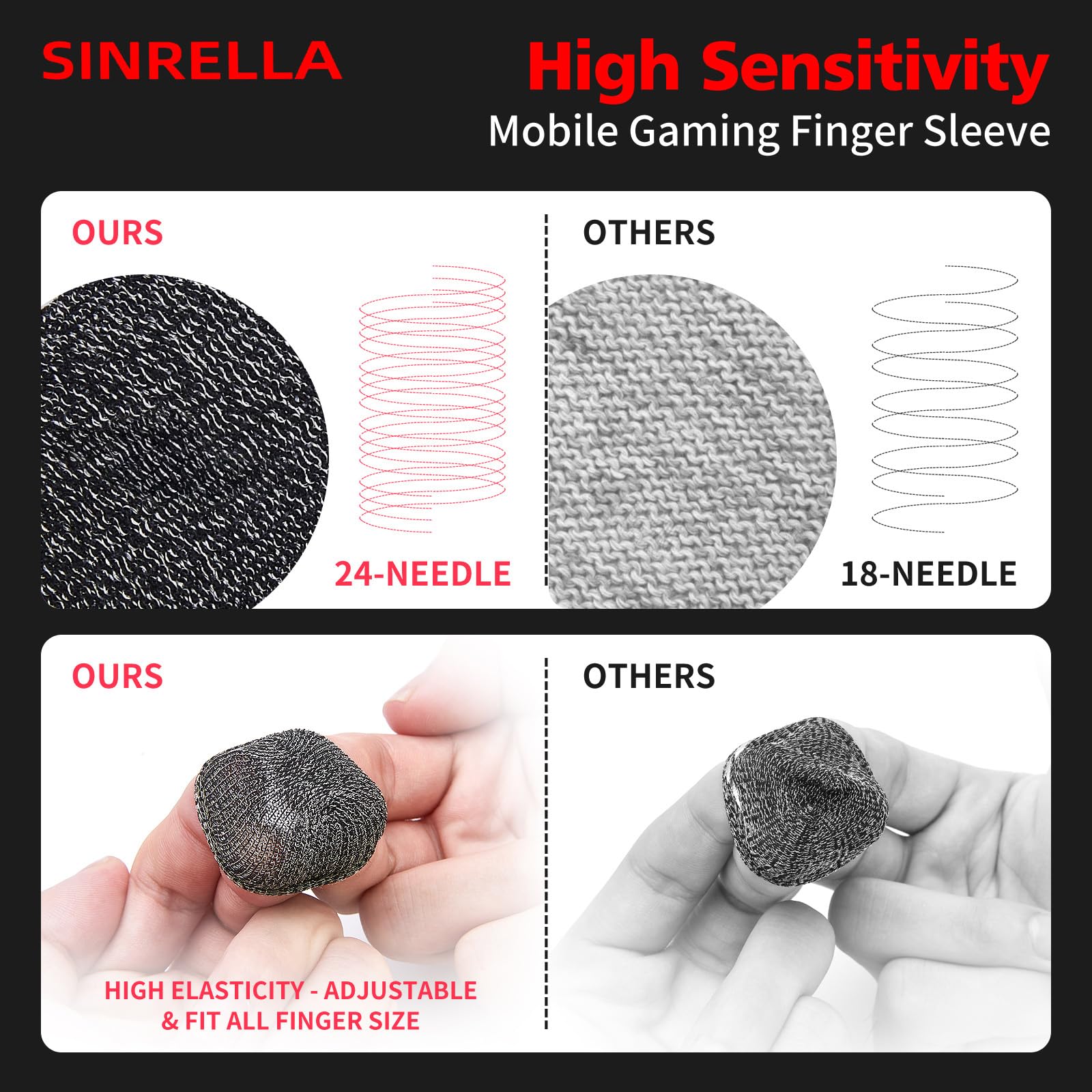 Funda de dedo para control de juegos móvil (paquete de 6) funda para pulgar para PUBG, antisudor, transpirable, sin costuras (gris carbón azul)