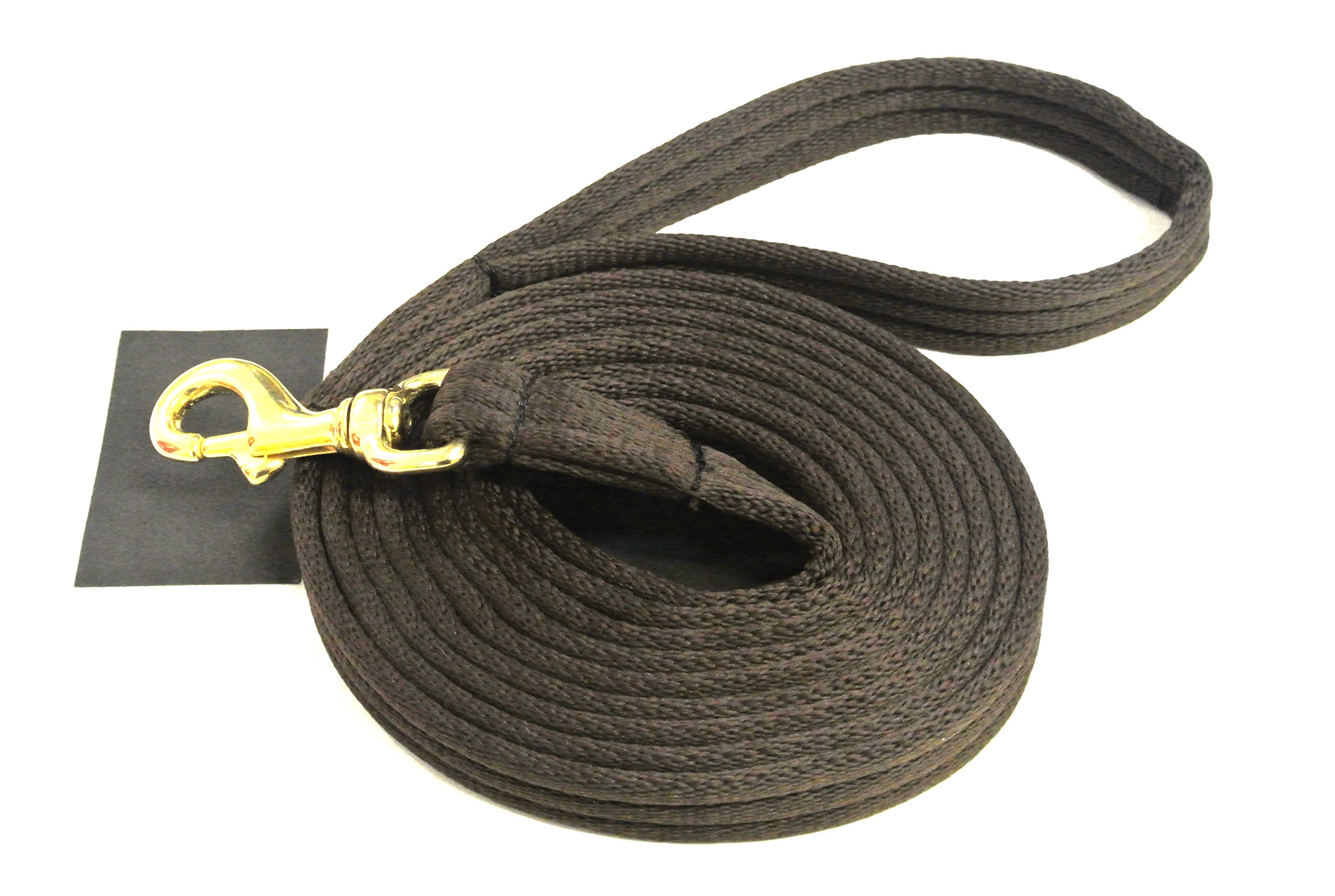 Horse Lunge Line/Large Dog Lead Leash 25mm Cushioned/Padded Air Webbing Strong Very Soft Durable Solid Brass Trigger Clip Made In The UK By Church Products UKยฎ (10ft Brown)