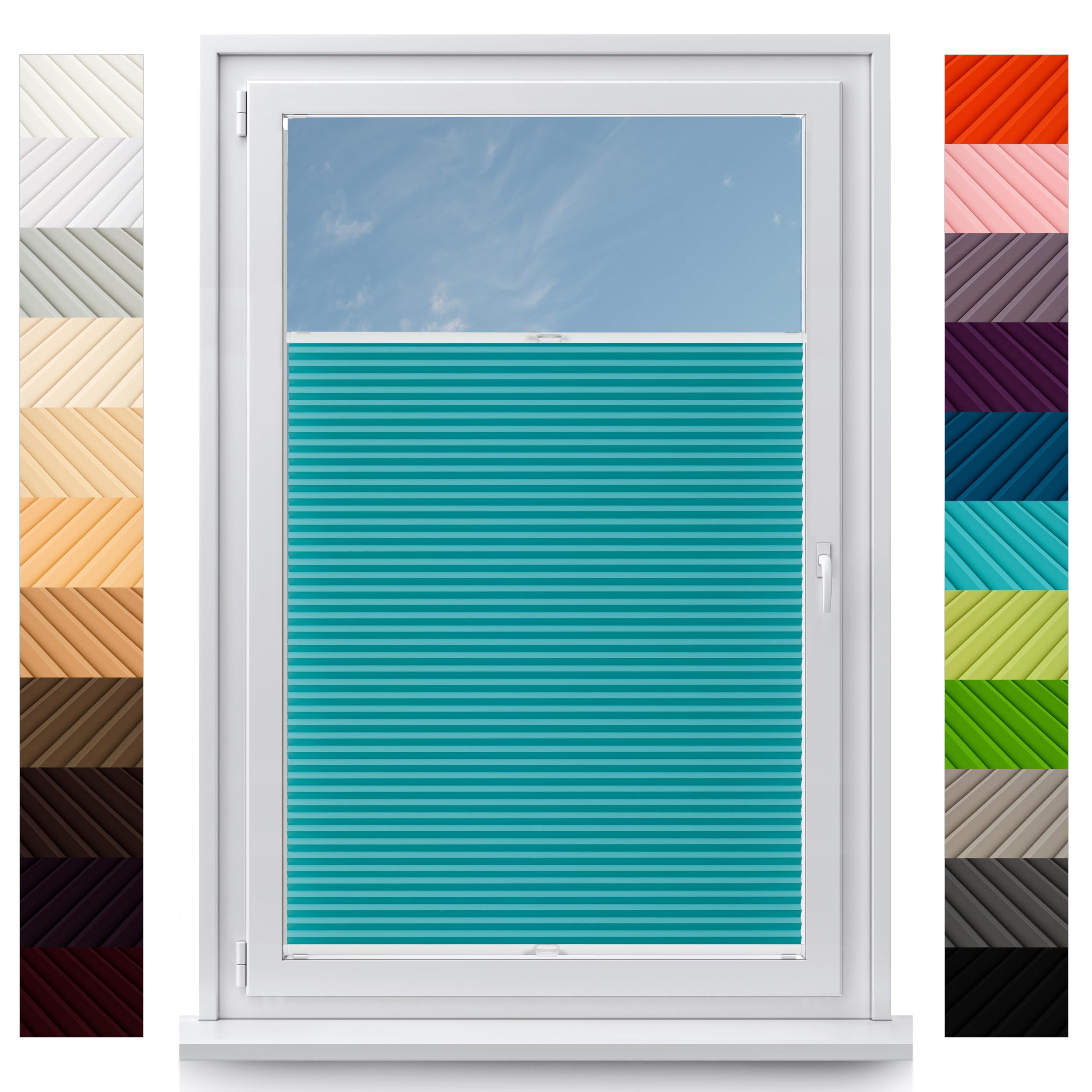 Concept Blinds CUSTOMISED Pleated Shades - Width from 40cm to 200cm - Height from 20cm to 260cm - Made-to-Measure - Premium Window and Door Coverage