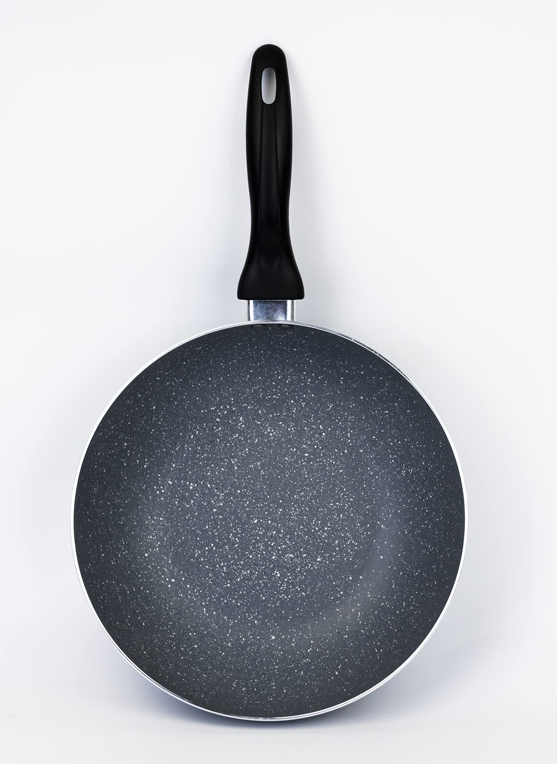 Wilson 26cm Aluminium Pressed Wok Pan, Non- Stick, Induction, Marble coated - CKB4-WK-26GR - GREY