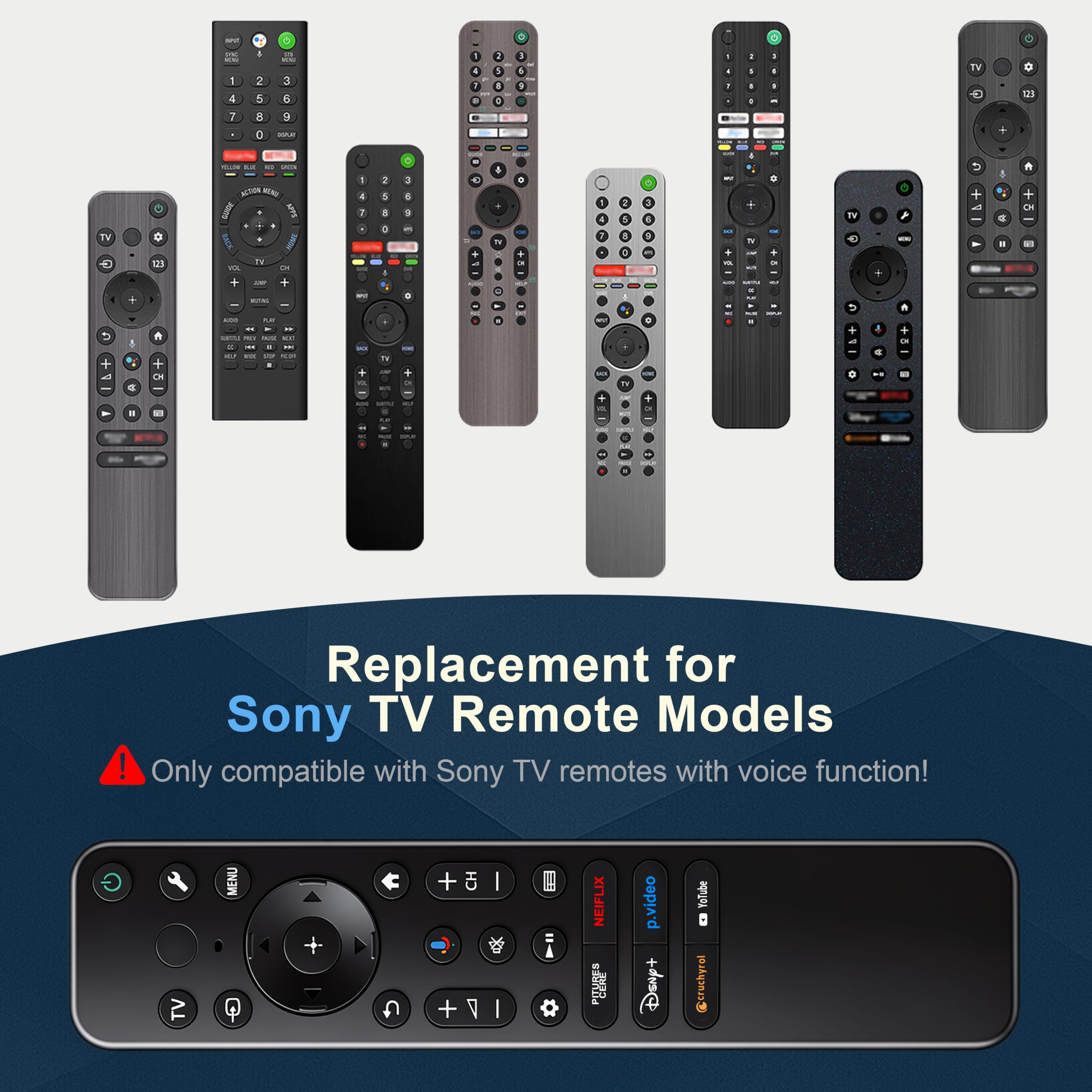 Telecomando di ricambio per TV Sony, Bravia Google 4K LED OLED Smart TV Control con voce e retroilluminato