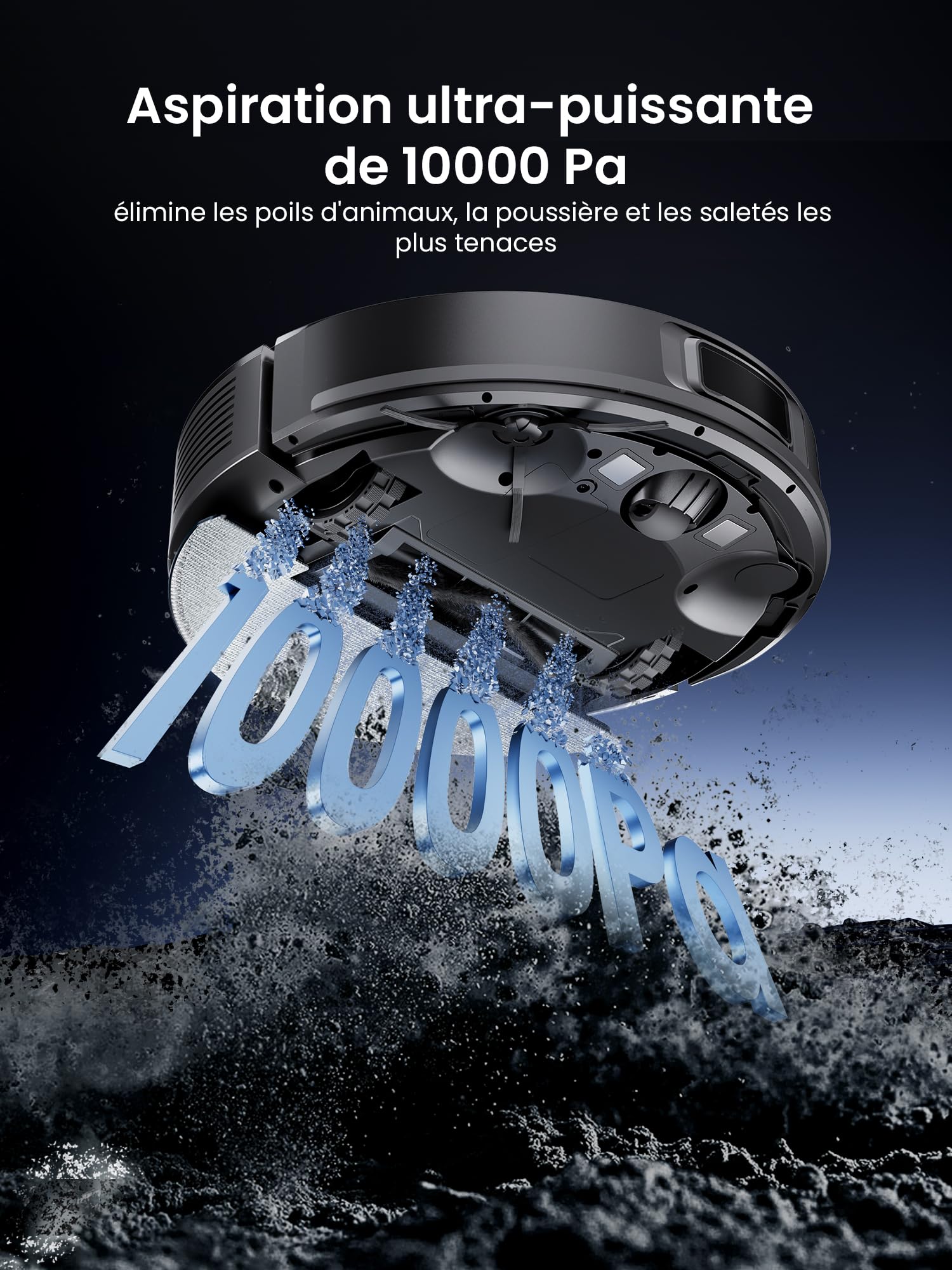 Proscenic Robot Aspirateur Laveur, 10000Pa 200Mins Aspirateur Robot avec Serpillière,Navigation Lidar,Multi-étage Cartographie,Évitement d'obstacles,Silencieux,pour Poils Animaux Tapis Sols Durs