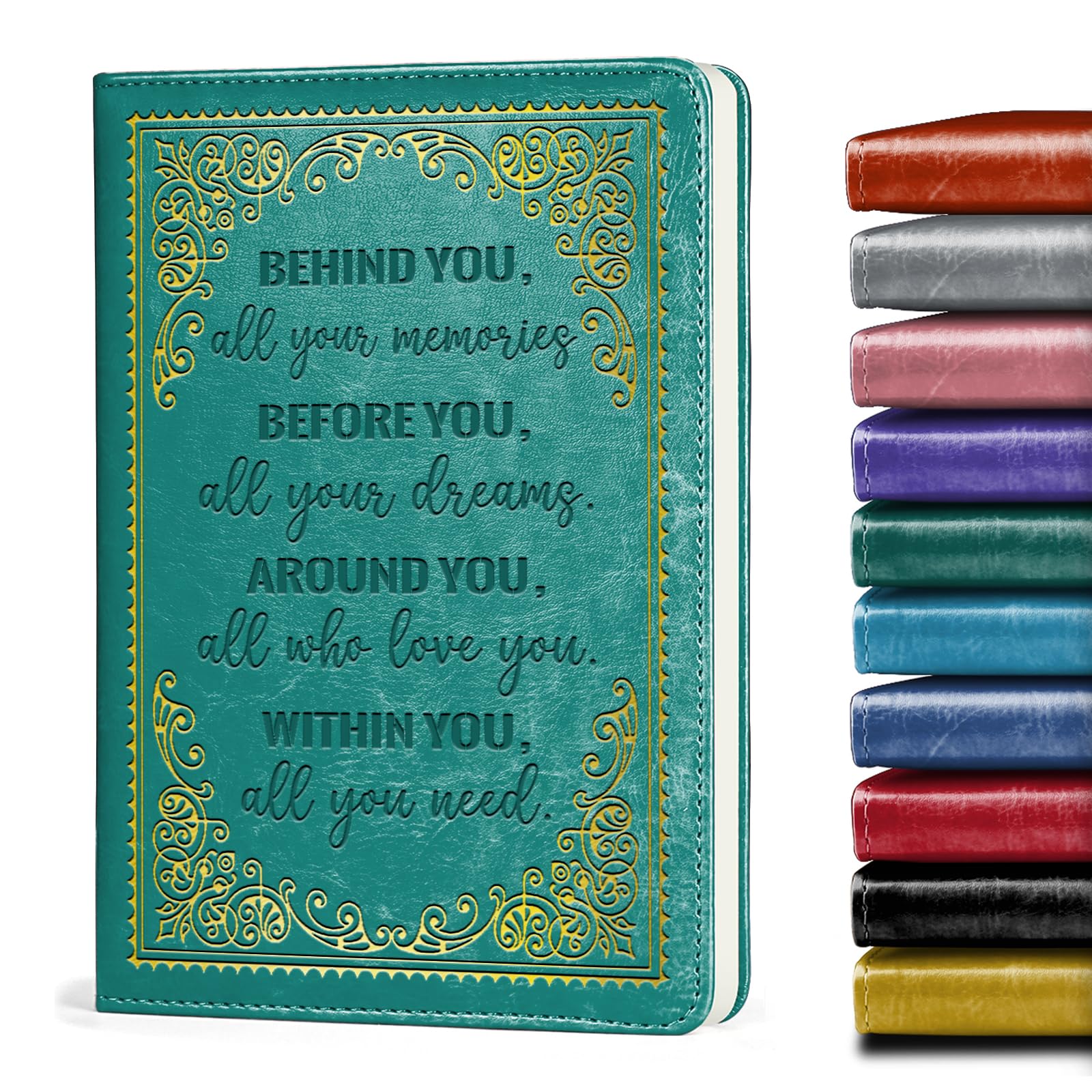Encouragement Gift Inspirational Leather Journal Appreciate Gift Graduation Lined Journal Notebook Behind You, All Your Memories Notebook,1 Pack (