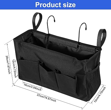 Bedside Hanging Storage,Bunk Bed Shelf Bedside Hanging Storage Caddy with Hooks for Dormitory School Bunk Bed(black)
