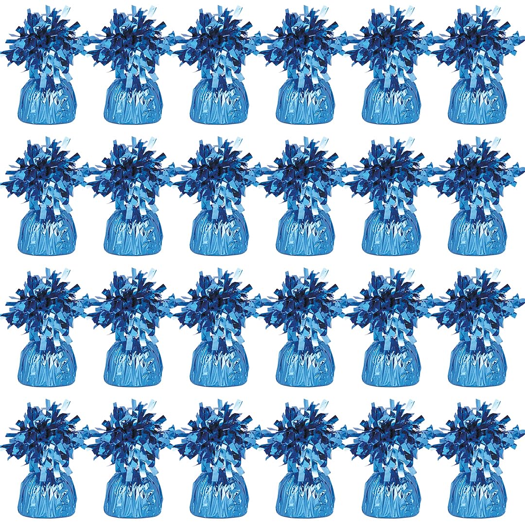 PARTYRAMA.CO.UK Light Blue Foil Helium Balloon Weights 175gr - Pack of 24 - Durable & Colourful Weights for Birthdays Parties, Events & Celebrations - Perfect Balloon Weight Holders โ image 1