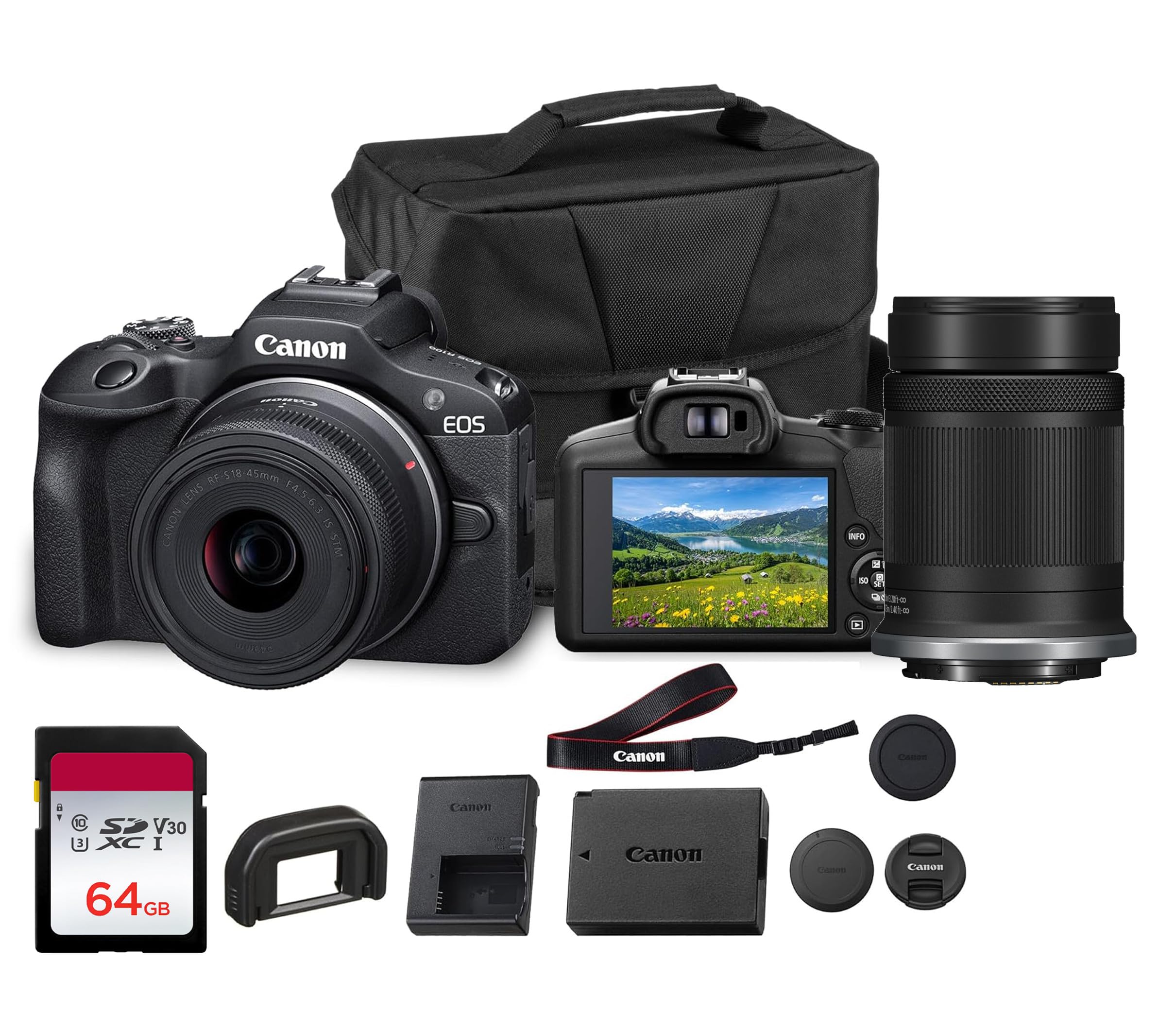 Canon EOS R50 Mirrorless Camera with 18-45mm & 55-210mm RF-S Lenses | 24.2MP APS-C Sensor, Dual Pixel CMOS AF, 4K Video | Compact Hybrid Camera Kit