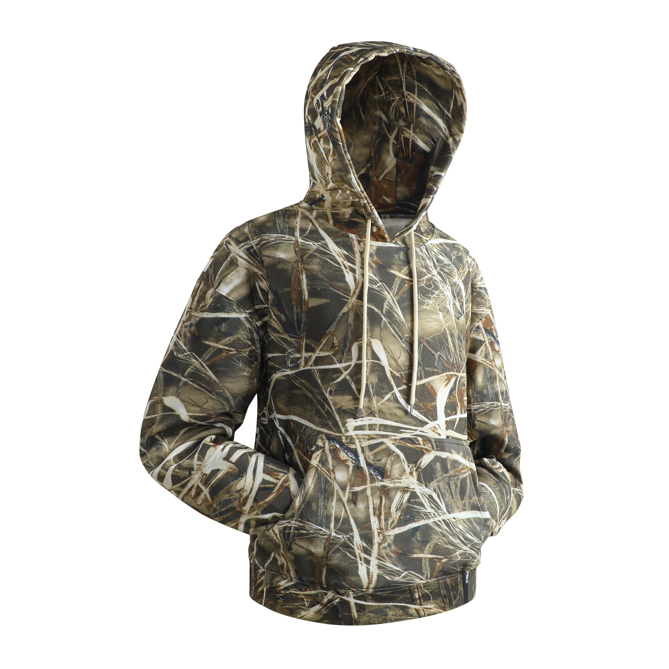 Men's Camo Hoodie Long Sleeve, Pullover Fleece Sweatshirt with Pocket