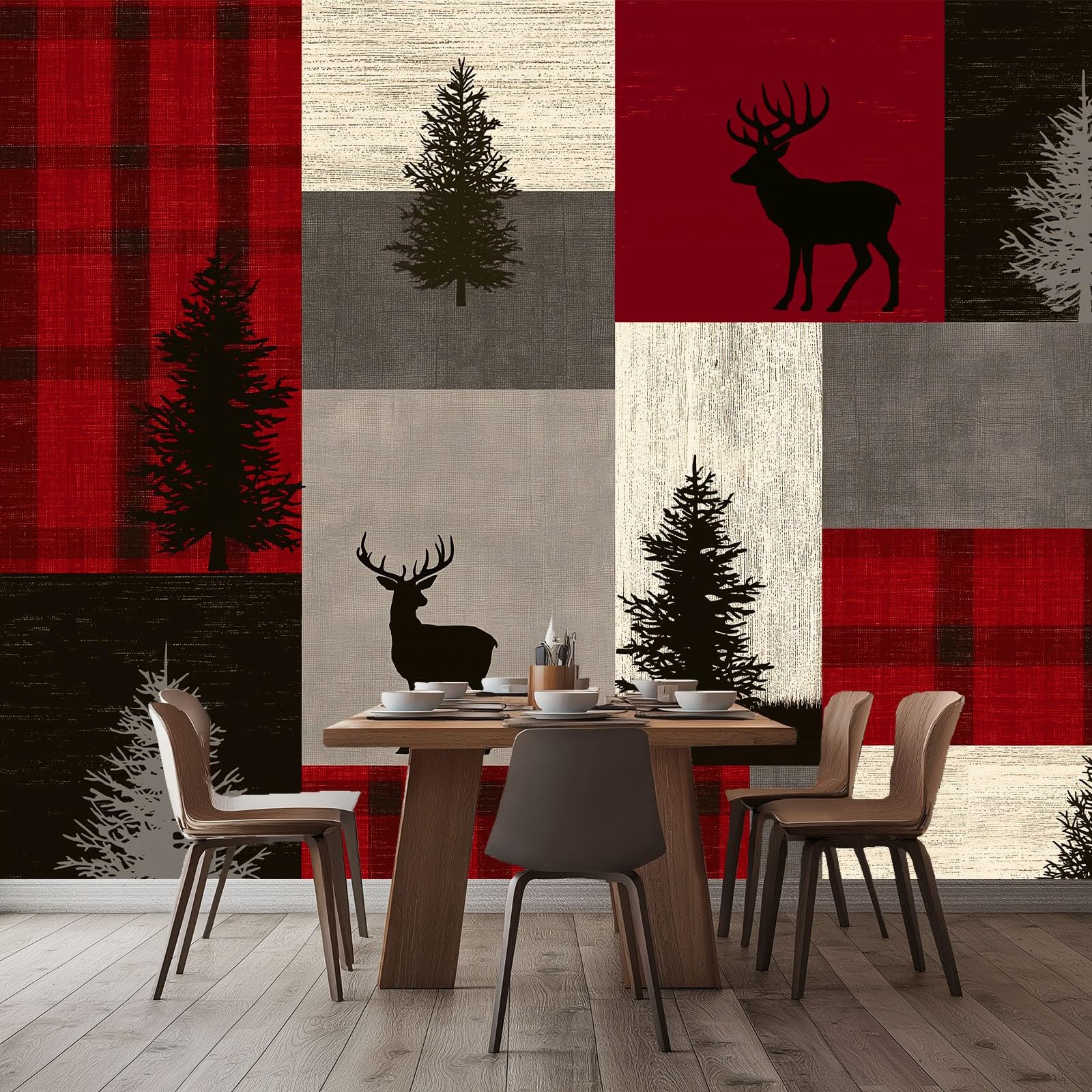 Fototapeta z włókniny w stylu vintage, tradycyjna, 400 x 280 cm (szer. x wys.), nowoczesna tapeta z włókniny, efekt 3D, dekoracja ścienna, patchwork, las, zwierzęta, tapeta ścienna, salon, restauracja