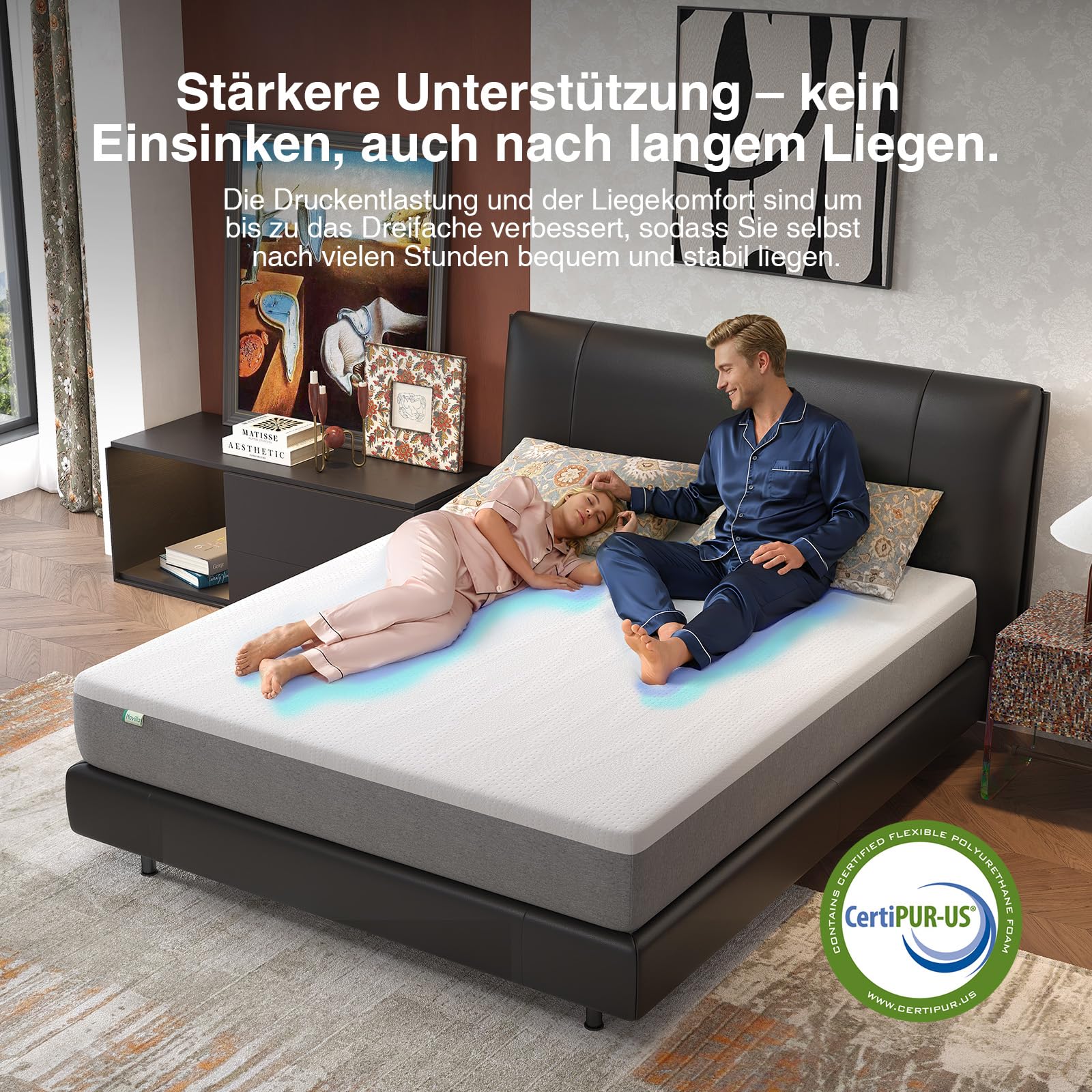 Novilla Matratze 180x200, Höhe 20 cm 7-Zonen Gel Memory Schaum Kaltschaummatratze für Jede Schlafposition, Härtegrad H3 Öko-Tex Zertifiziert, Atmungsaktive Rollmatratze mit Bezug abnehmbar & waschbar