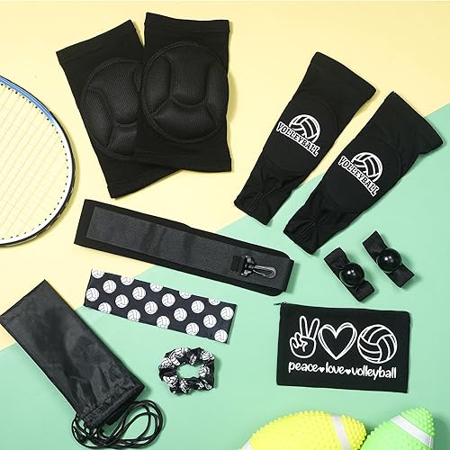 Miniatura 6 de Hiboom Juego de 9 piezas de equipo de entrenamiento de voleibol, incluye cinturón de entrenamiento de voleibol, correas de mano, tirantes para