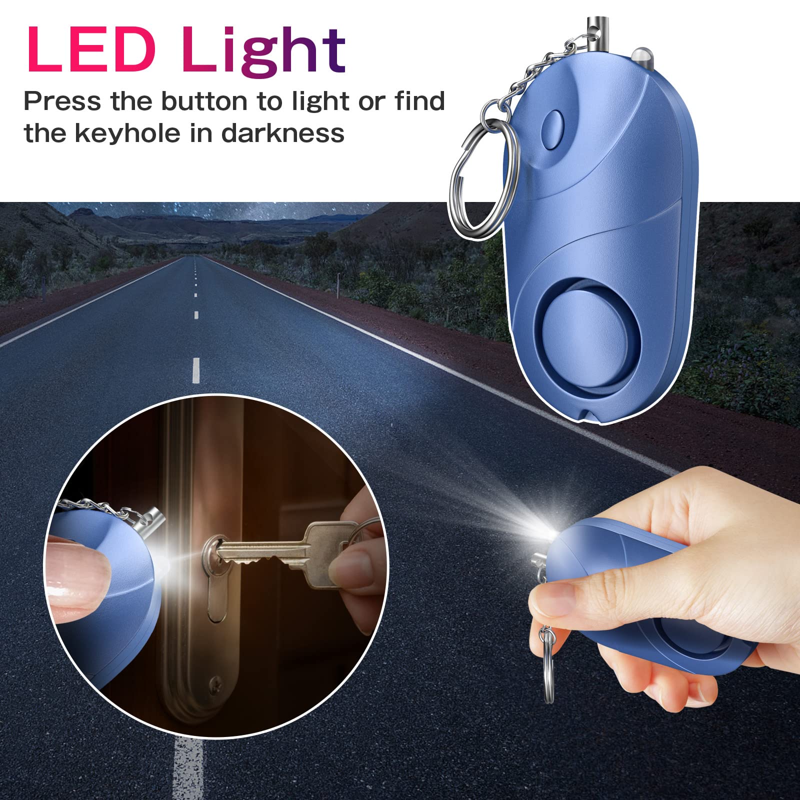 Alarma Personal Qoosea Sonido Seguro Safesound Alarma de Seguridad Personal Llavero Sirena 140 dB con luz LED, Alarma de Seguridad de Autodefensa de Emergencia para Niños/Mujeres/Ancianos/Estudiantes