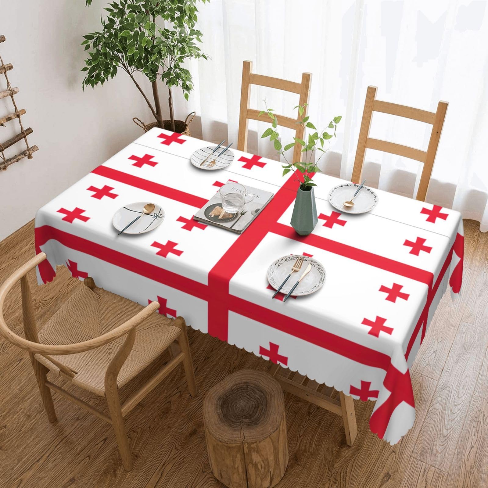 HLBSDM Flag of Georgia Print Rectangle Washable Tablecloth Decorative Table Cover for Dining Table Buffet Parties