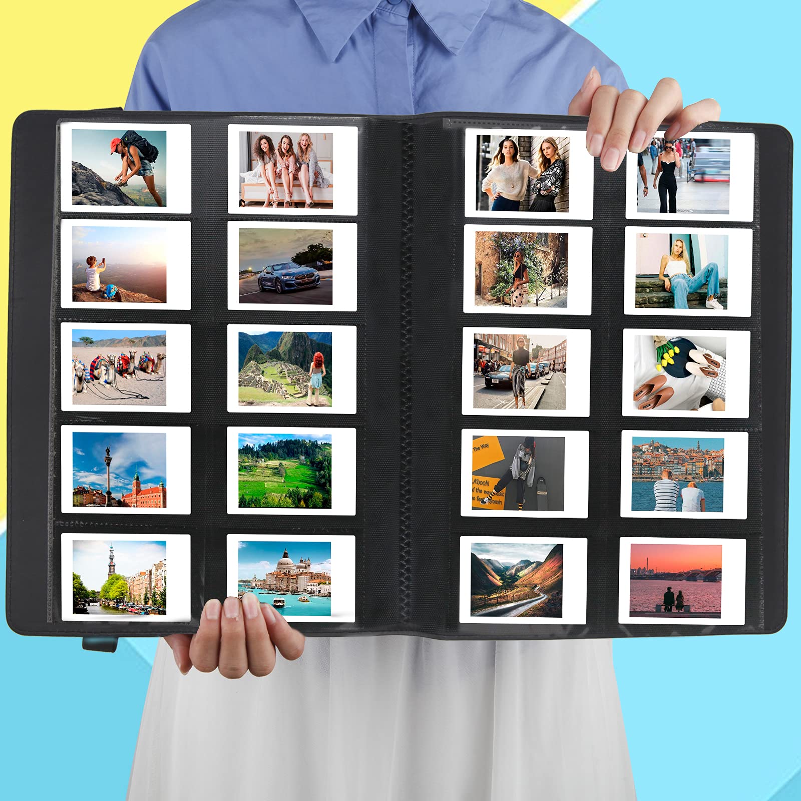 400 Pockets Album for Fujifilm Instax Mini Link 70 7s 8 8+ 9 11 25 50s 90 Instant Cameras, Polaroid Snap，Z2300, PIC-300P SocialMatic Instant Cameras& Zip Instant Printer Film (Black)