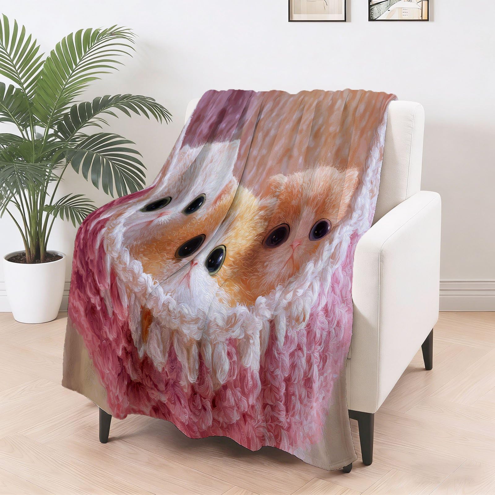 Uroczy rustykalny koc polarowy 200 x 220 cm, miękki, ciepły, na kanapę, sofę, łóżko, fotele, piknik, koty, wiklinowe, przytulny, puszysty i lekki, różowy