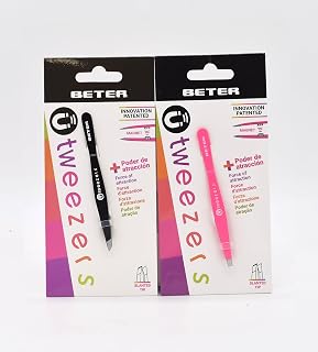BETER - Pack Precision Eyebrow Tweezers Ü - Magnetic Stainless Steel Depilatory Tweezers with Magnet System - Professional Straight and Slant Tip Hair Removal Plucking Tweezers Set